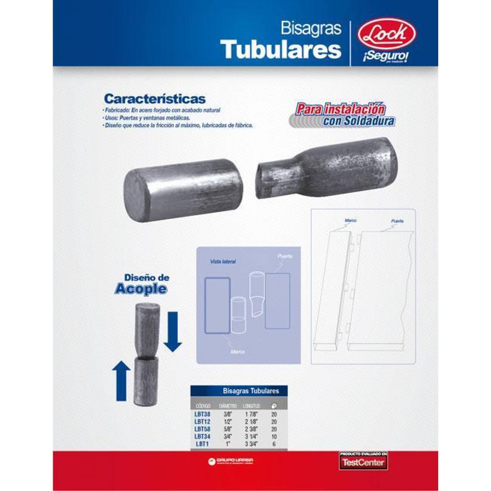 Bisagra Tubular 3/4" Lock LBT34 