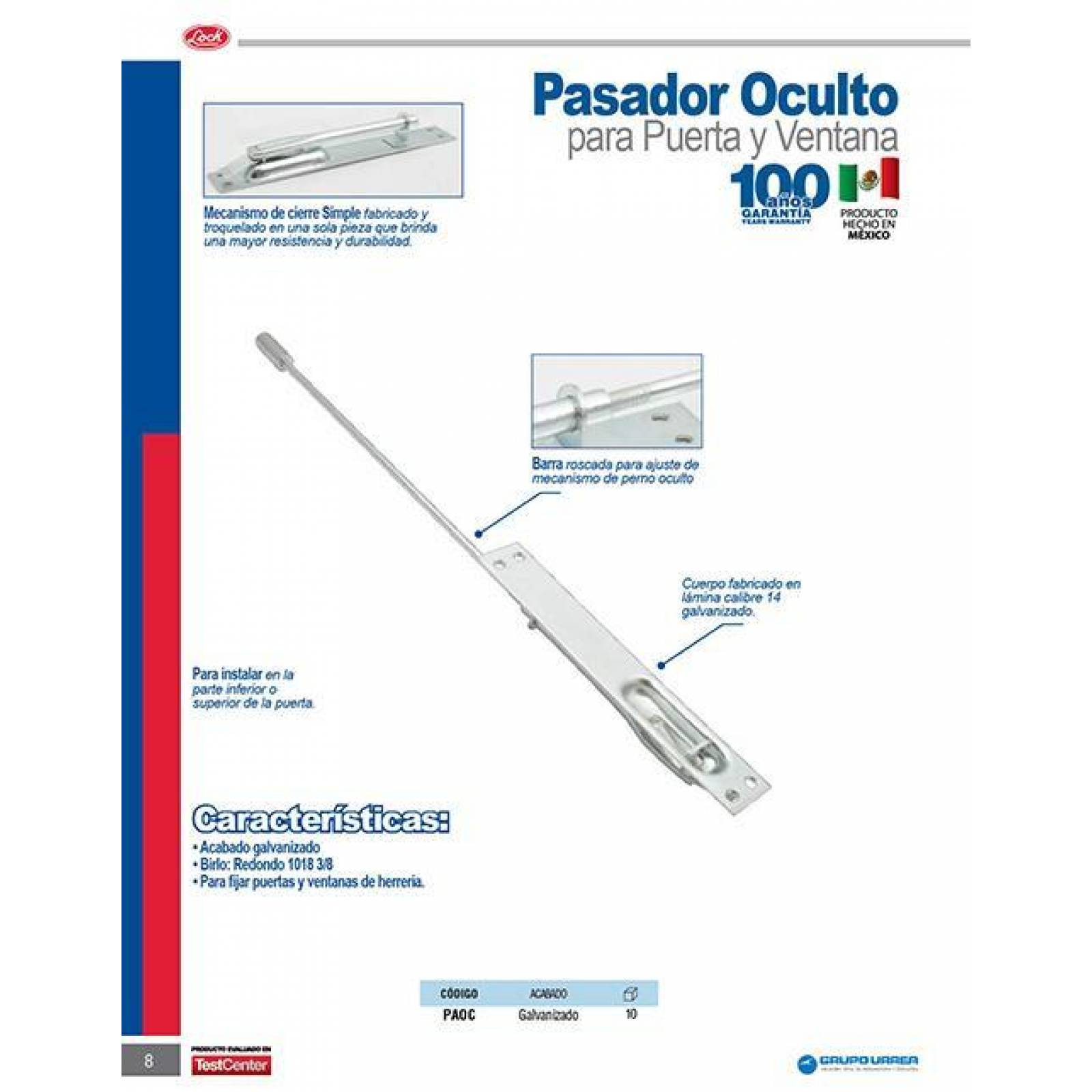 Pasador oculto para puerta y ventana Lock PAOC