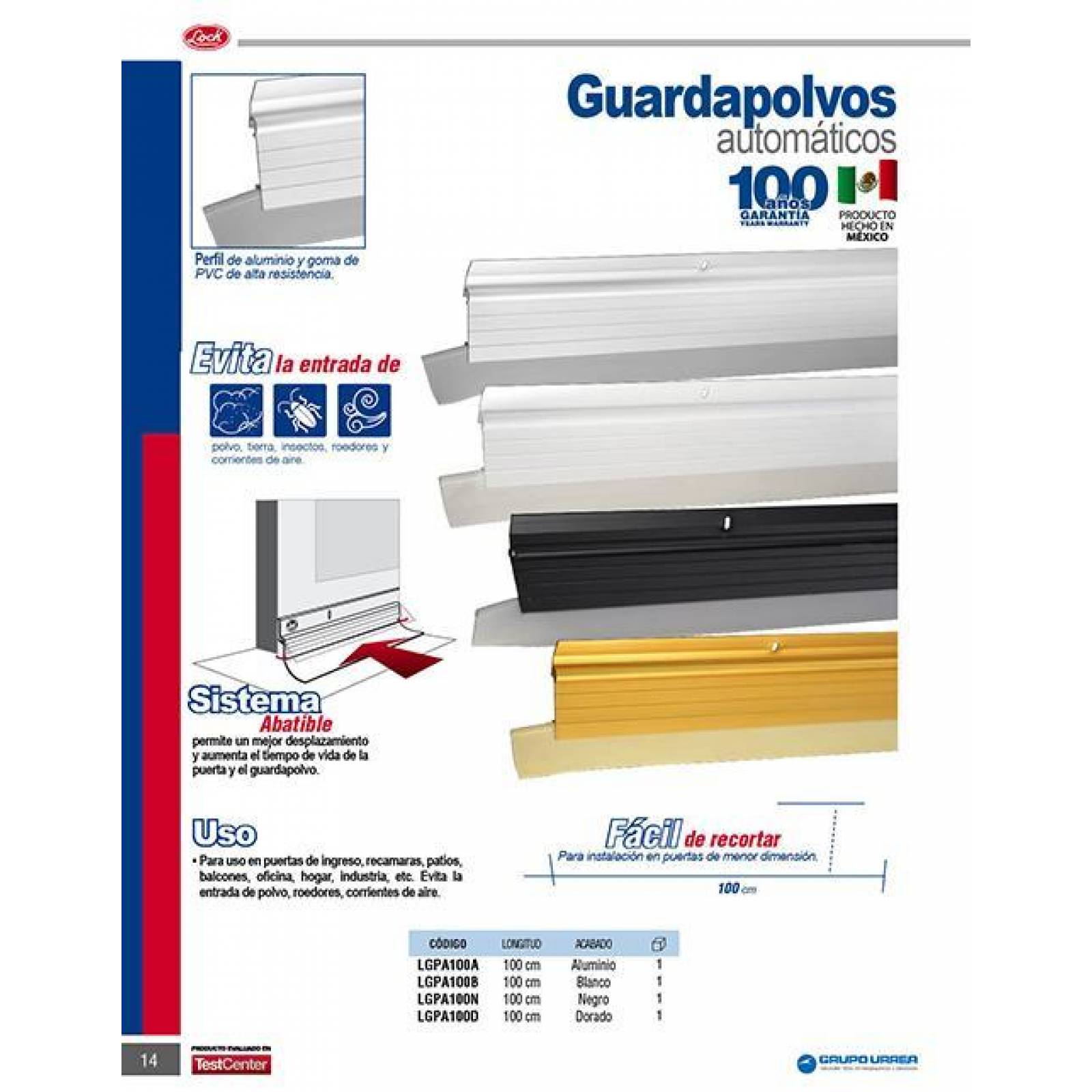 Guardapolvo automático color blanco 100 cm Lock LGPA100B