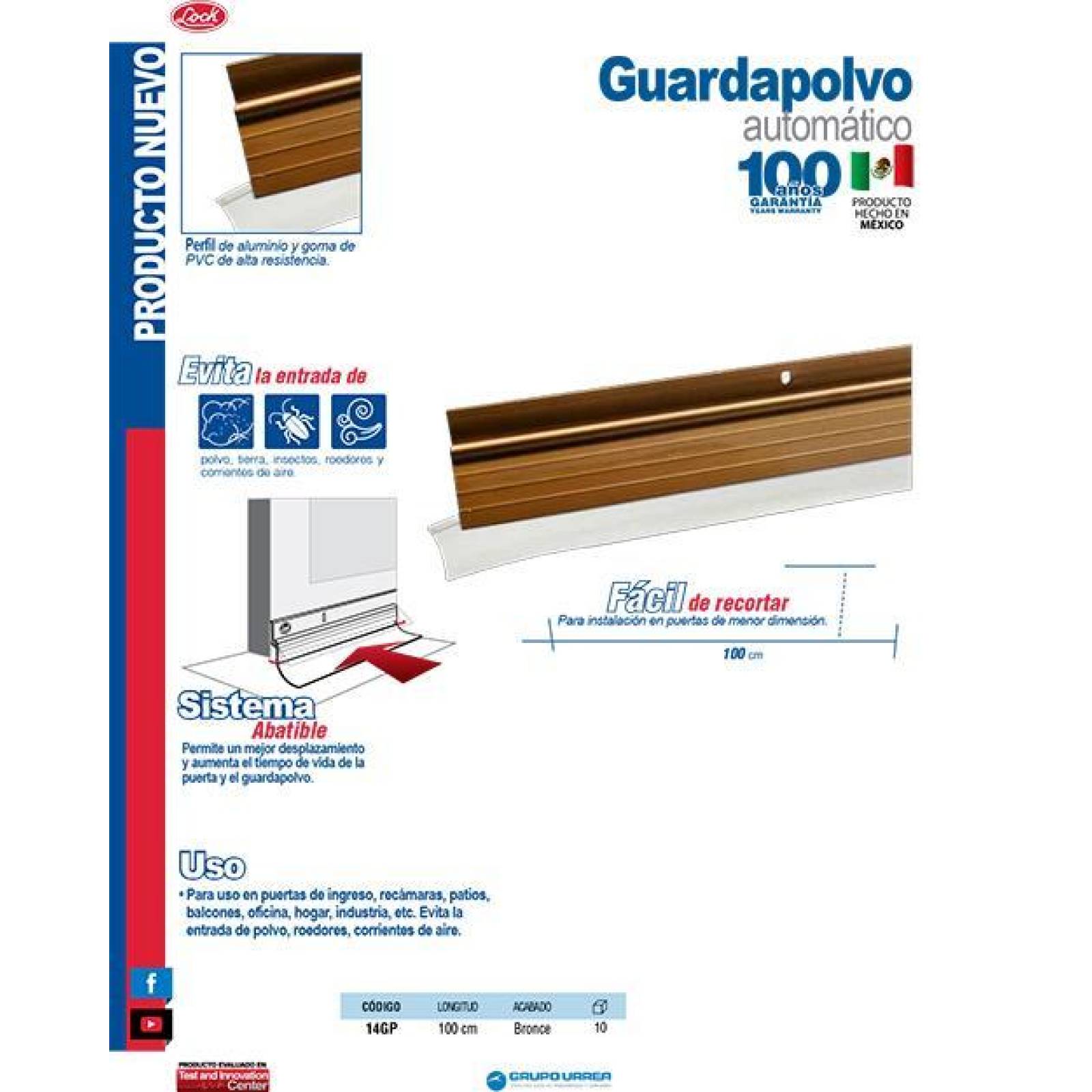 Guardapolvos automático bronce 100cm Lock 14GP