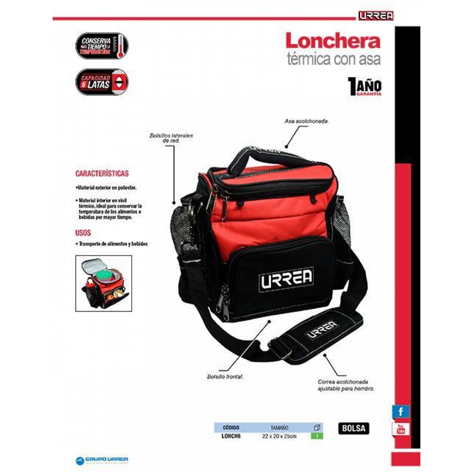 Lonchera térmica con asa Urrea Urrea LONCH6