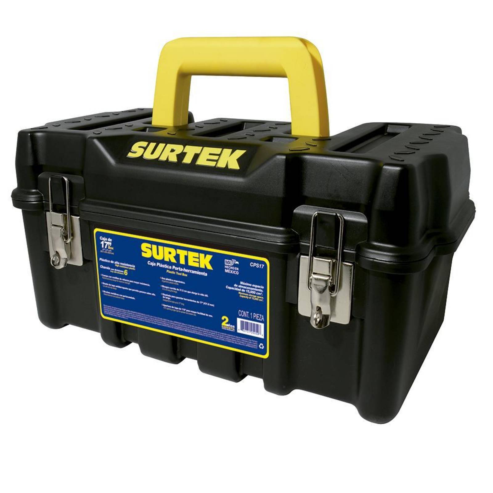Surtek Caja portaherramientas plástica 17" broches metal CPS17 