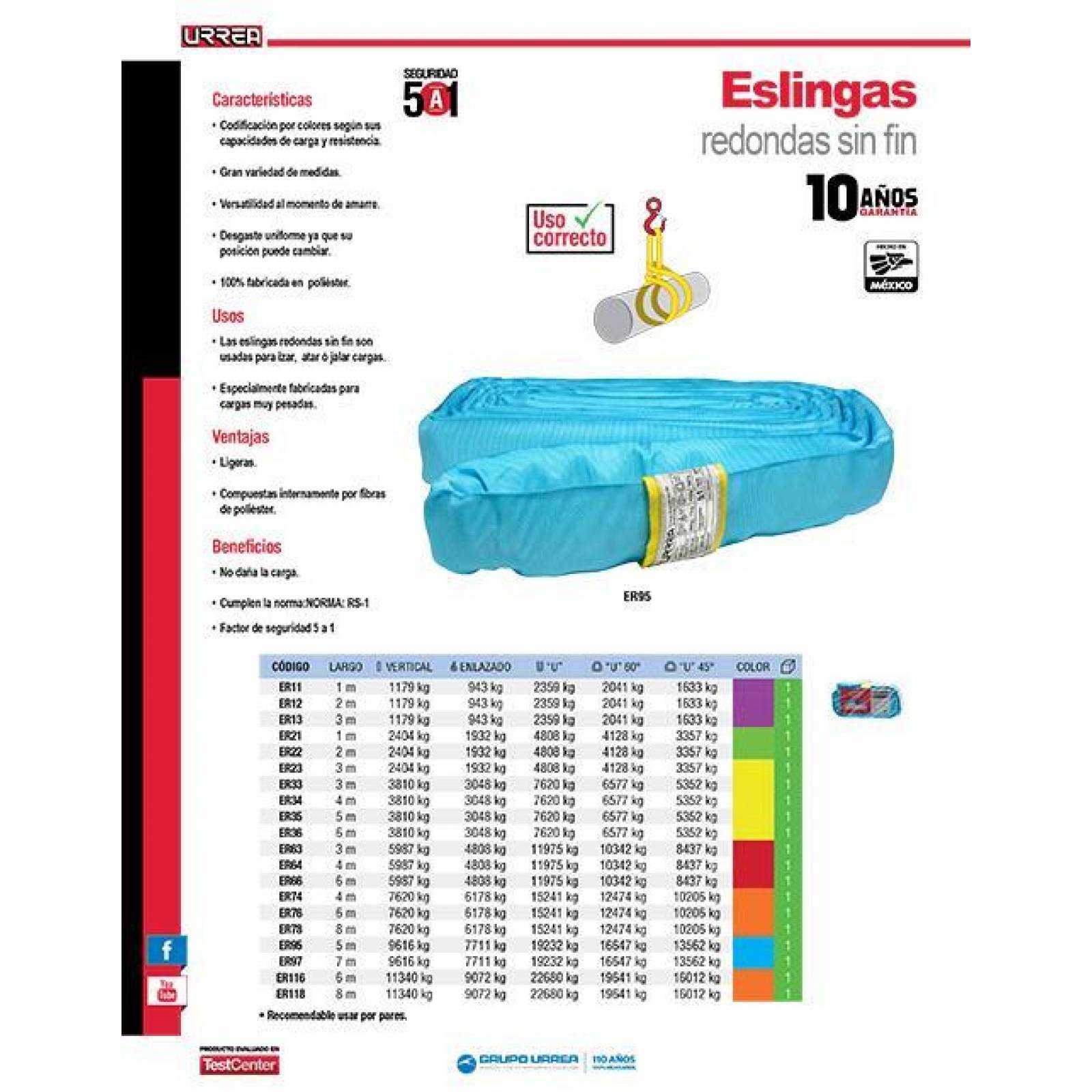 Eslinga redonda sin-fin color violeta, largo 1 metro Urrea ER11 