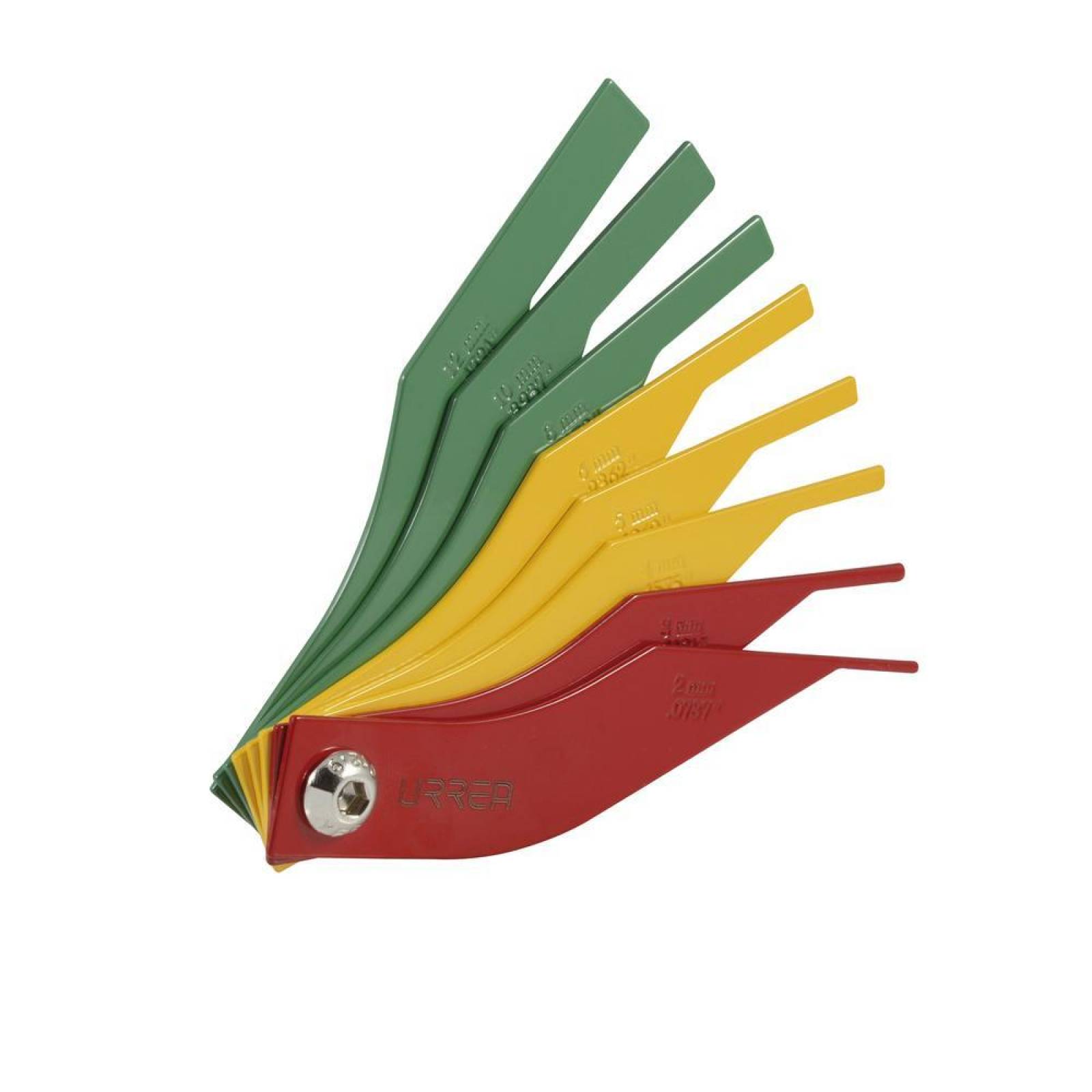 Calibrador de balatas métrico de 8 hojas por color Urrea 2337
