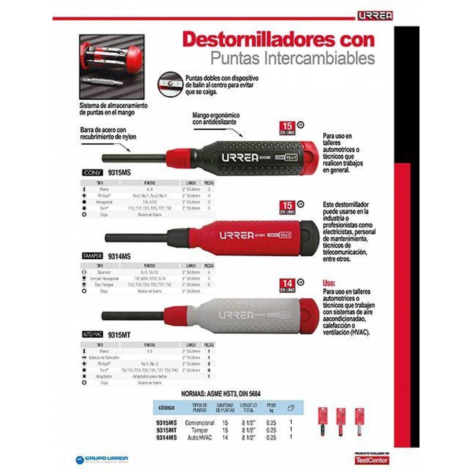 Destornillador puntas intercambiables conven. 15en1 Urrea 9315MS 