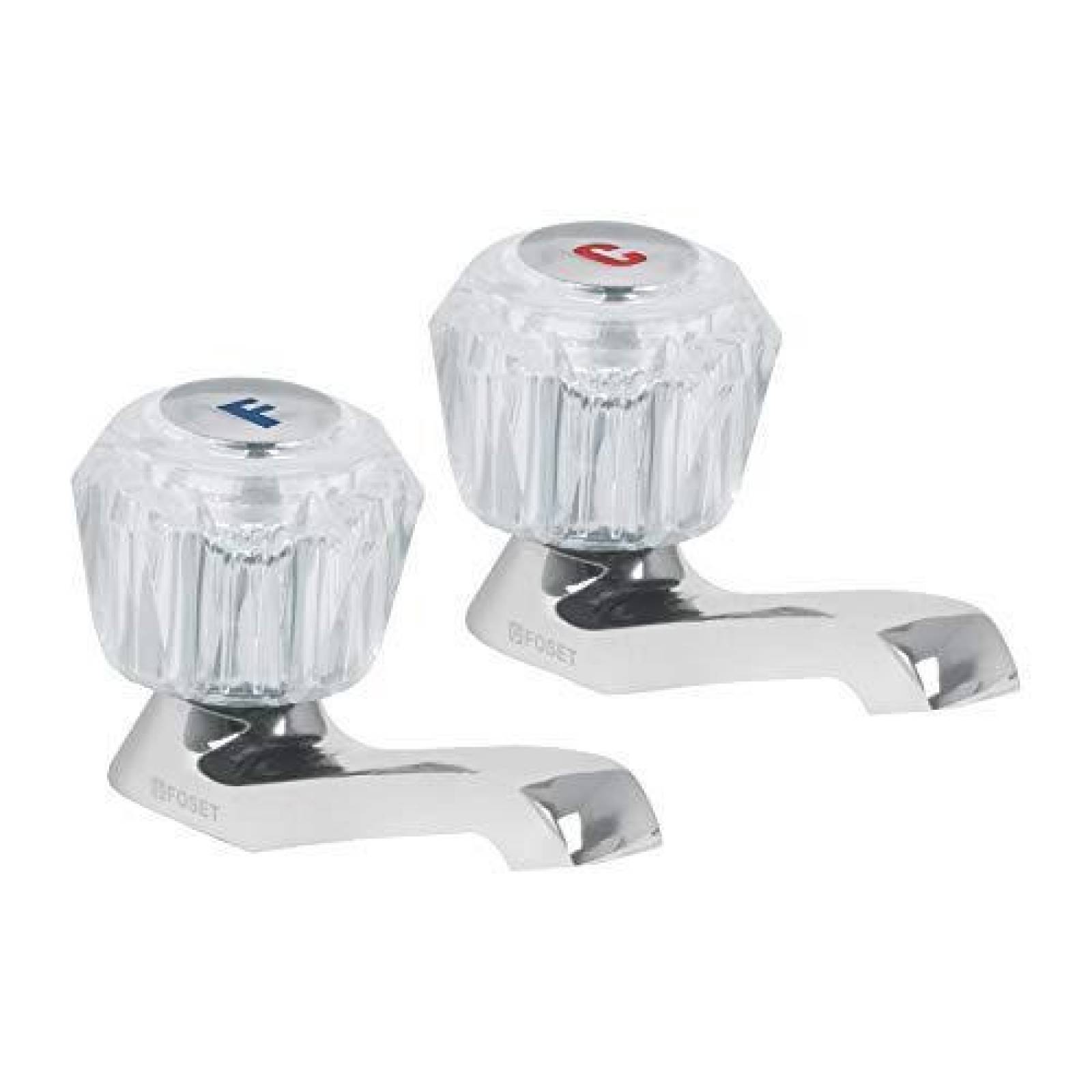 Juego 2 llaves individuales para lavabo, manerales acrílico 49235 