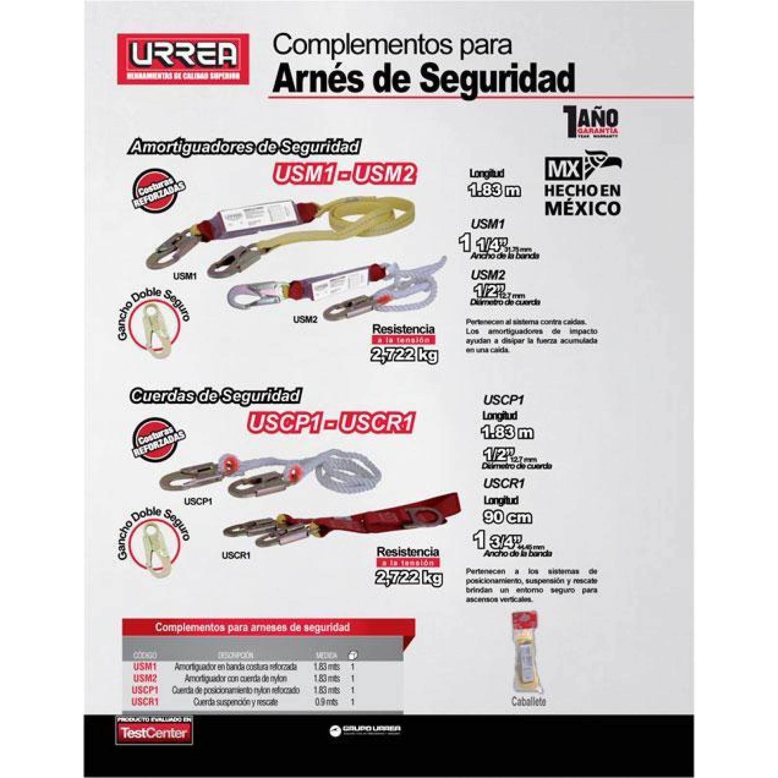 Cuerda posición de suspensión y rescate Urrea USCR1 