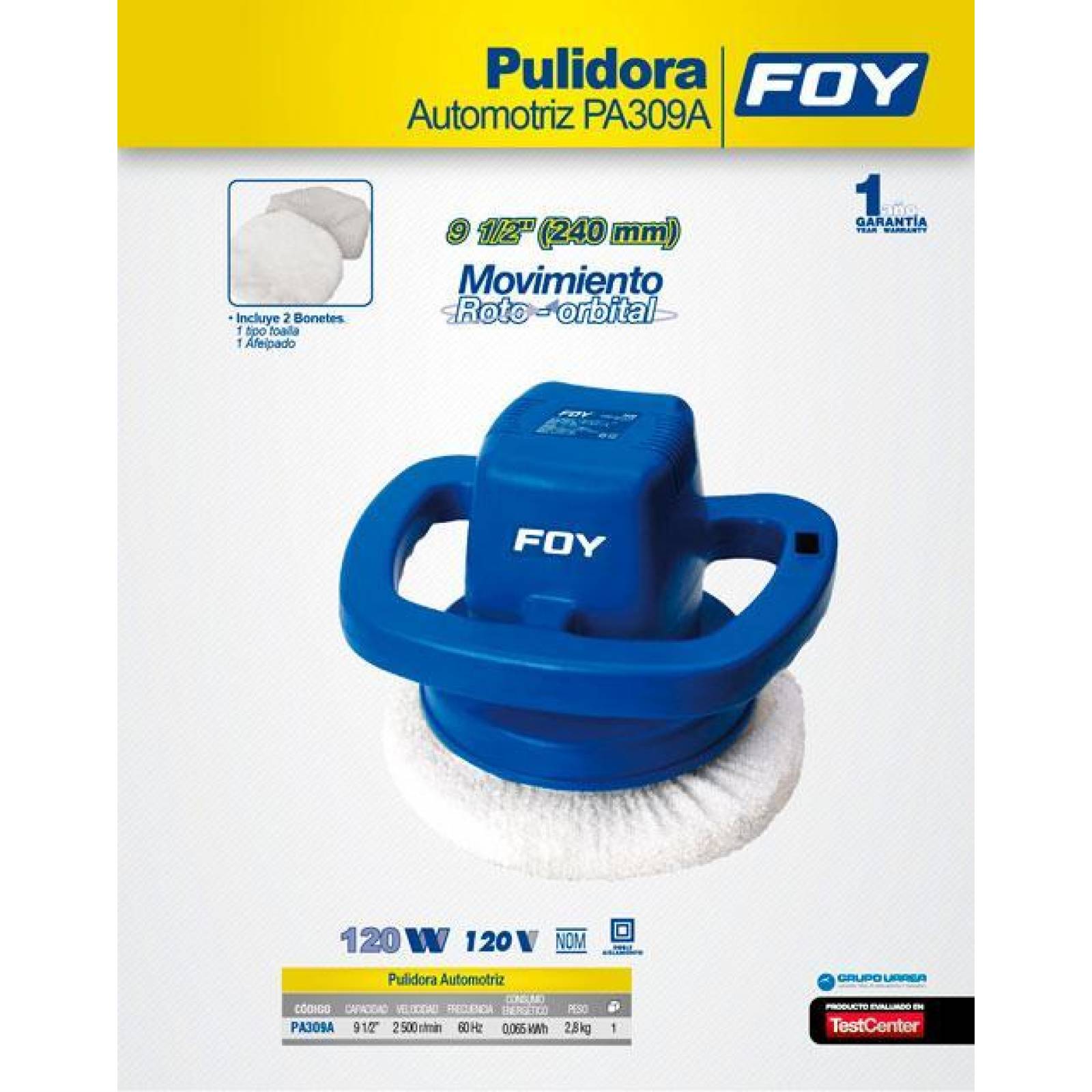 Surtek Pulidora automotriz 9" - 12" 120W 120V PA309A