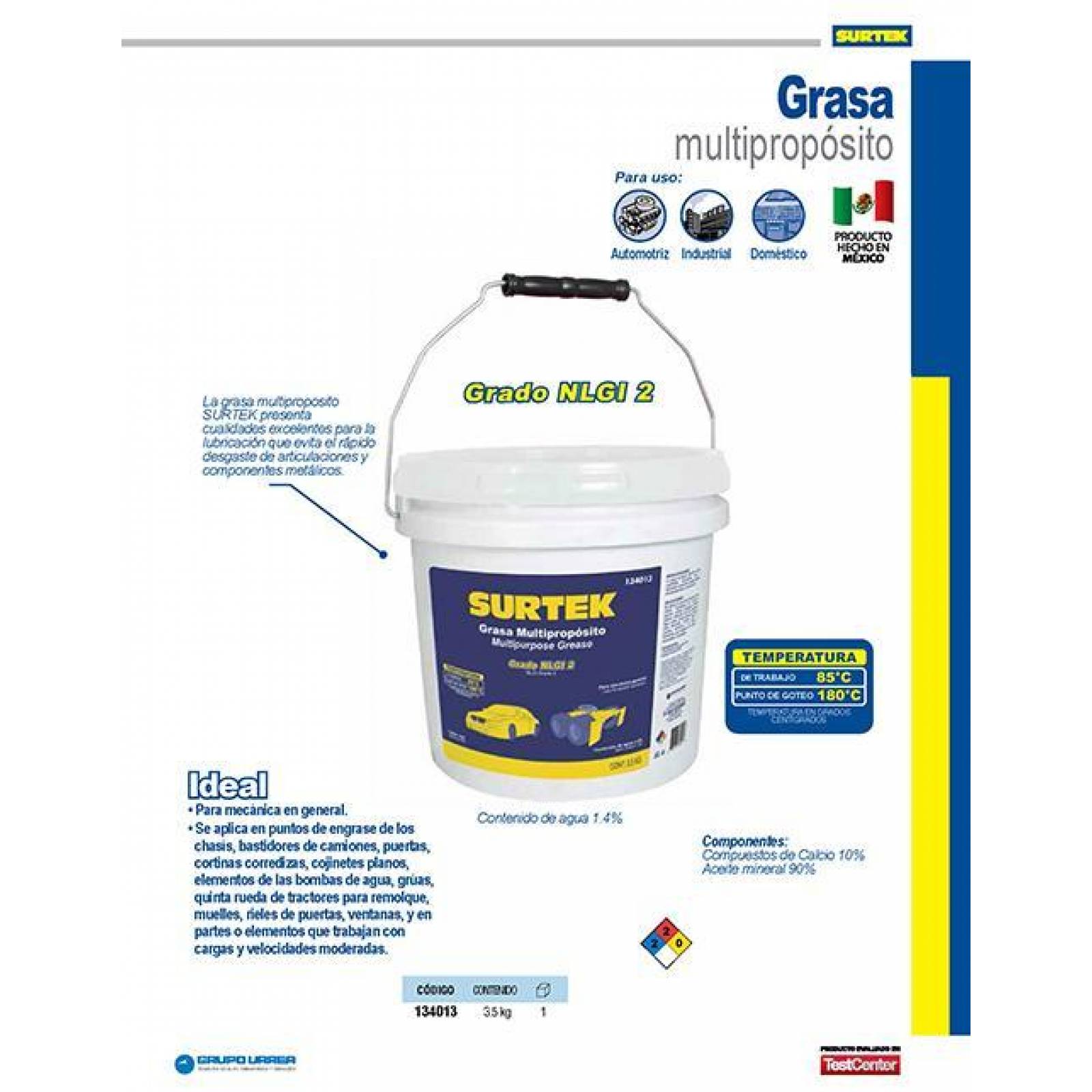 Grasa multipropósito 3.5kg Surtek 134013 