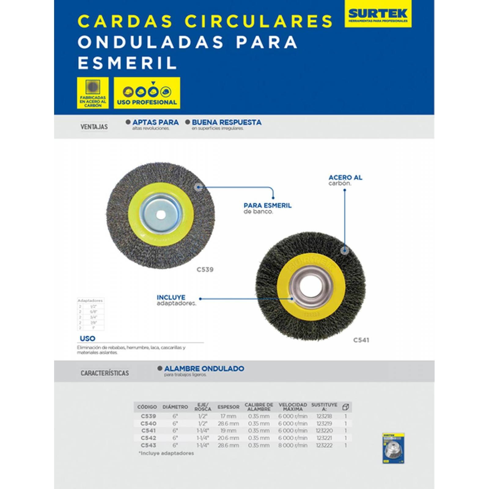 Carda cop ond 6x1-1/8"eje1/2", Surtek C540