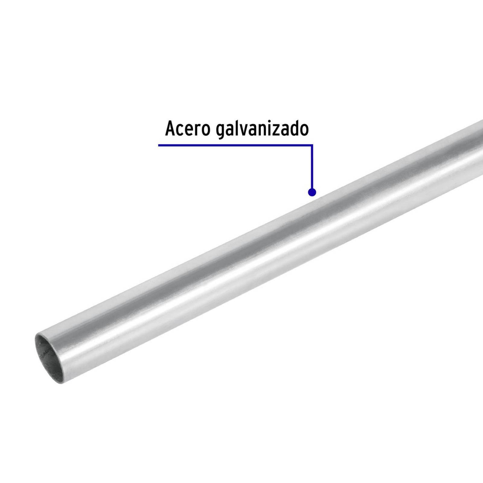 Tubo de acero de 3 m pared delgada, 1/2', Volteck 47232 