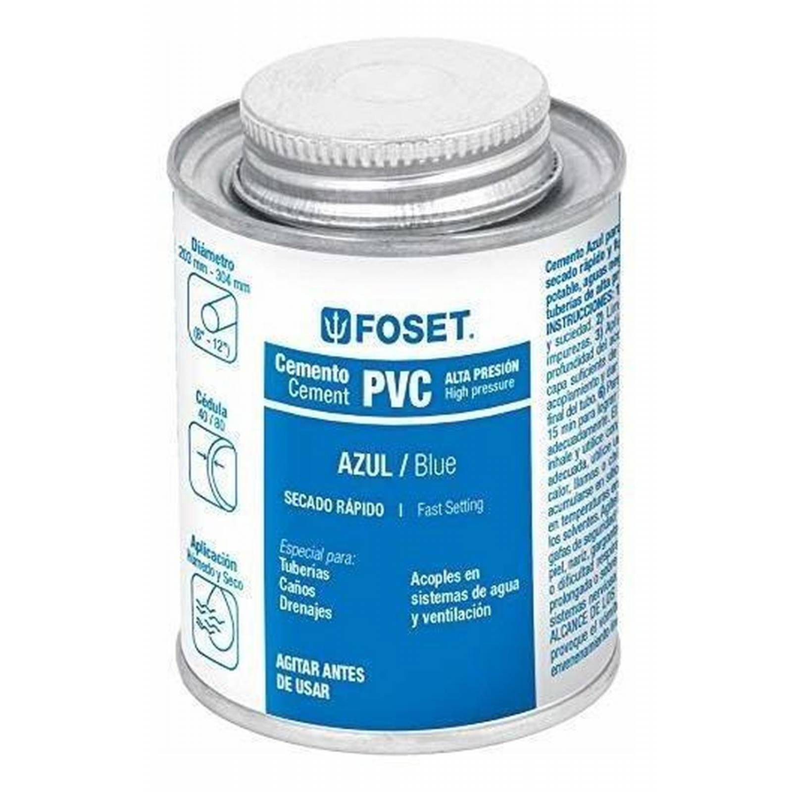 Cemento azul para PVC, hasta 12', bote 250 ml 42026 