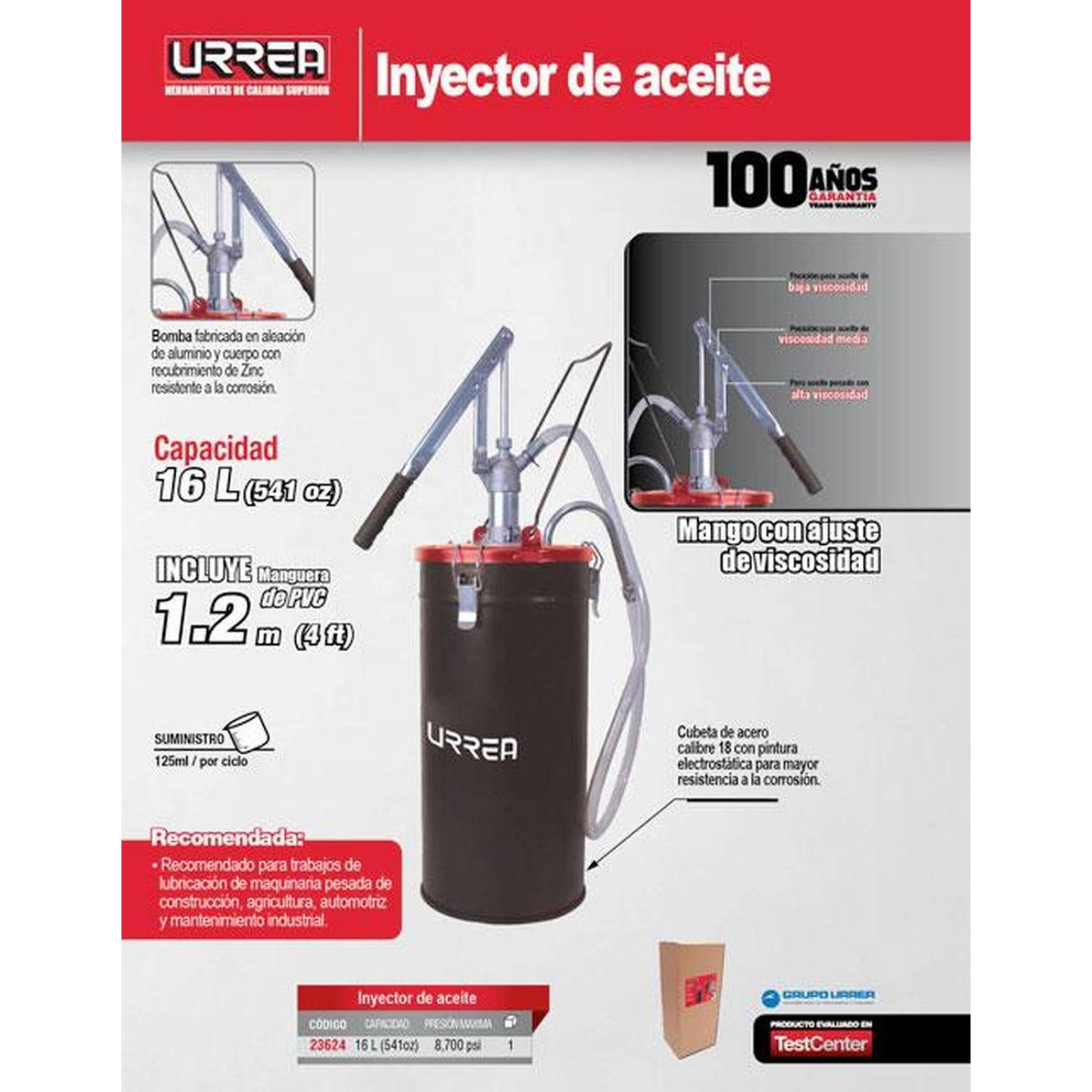 Inyector de aceite 16L Urrea 23624 