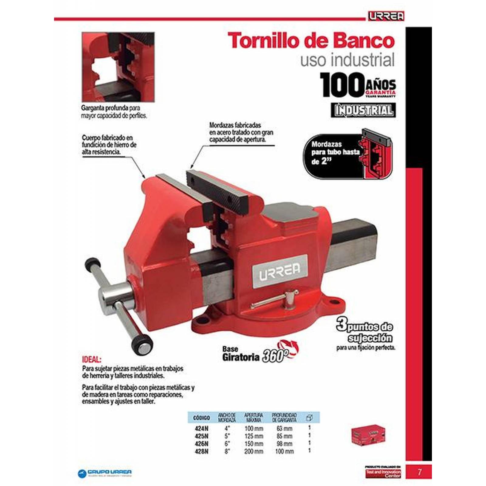 Tornillo De Banco Industrial 8" Urrea 428N