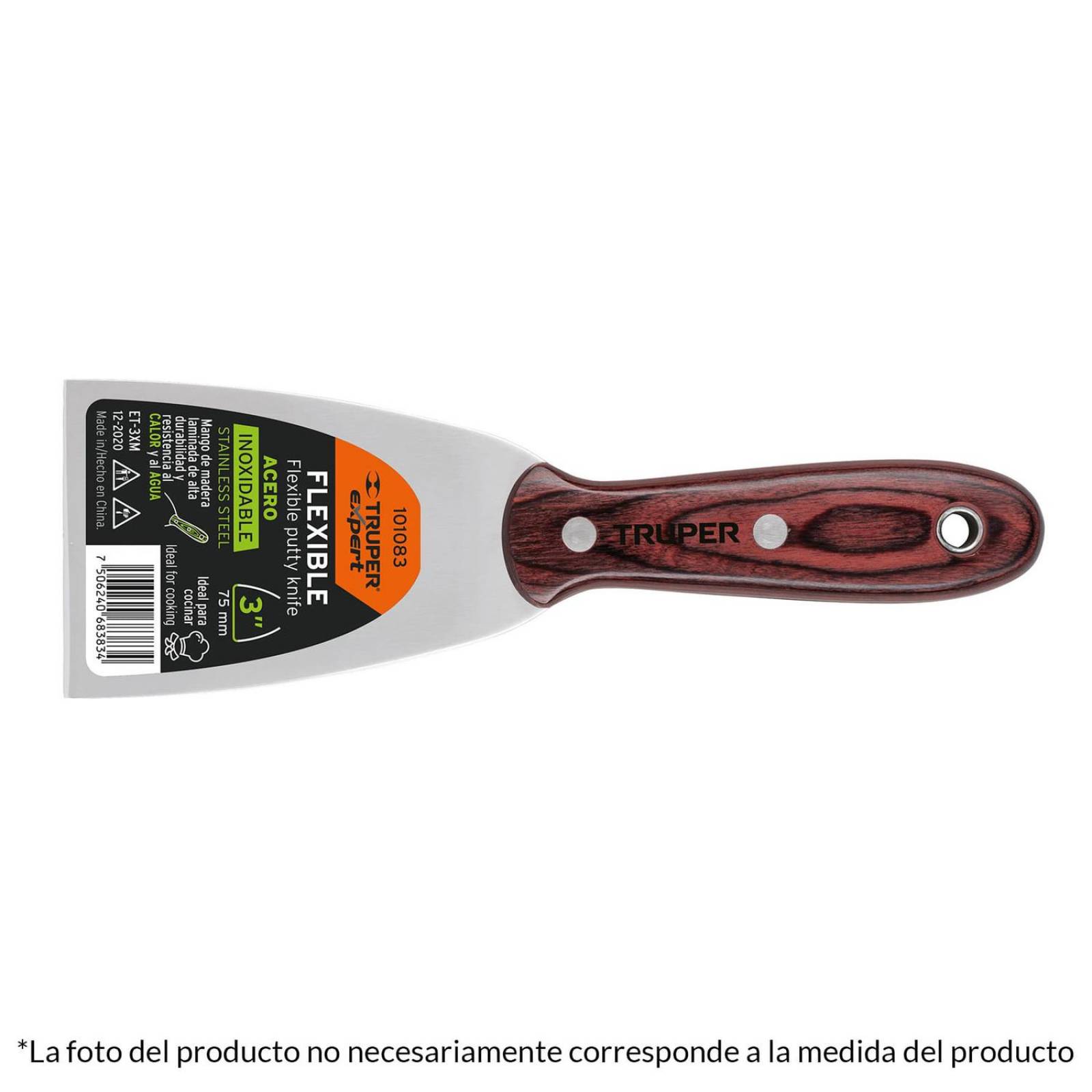 Espátula 5', acero inoxidable, mango madera, Expert 101085 