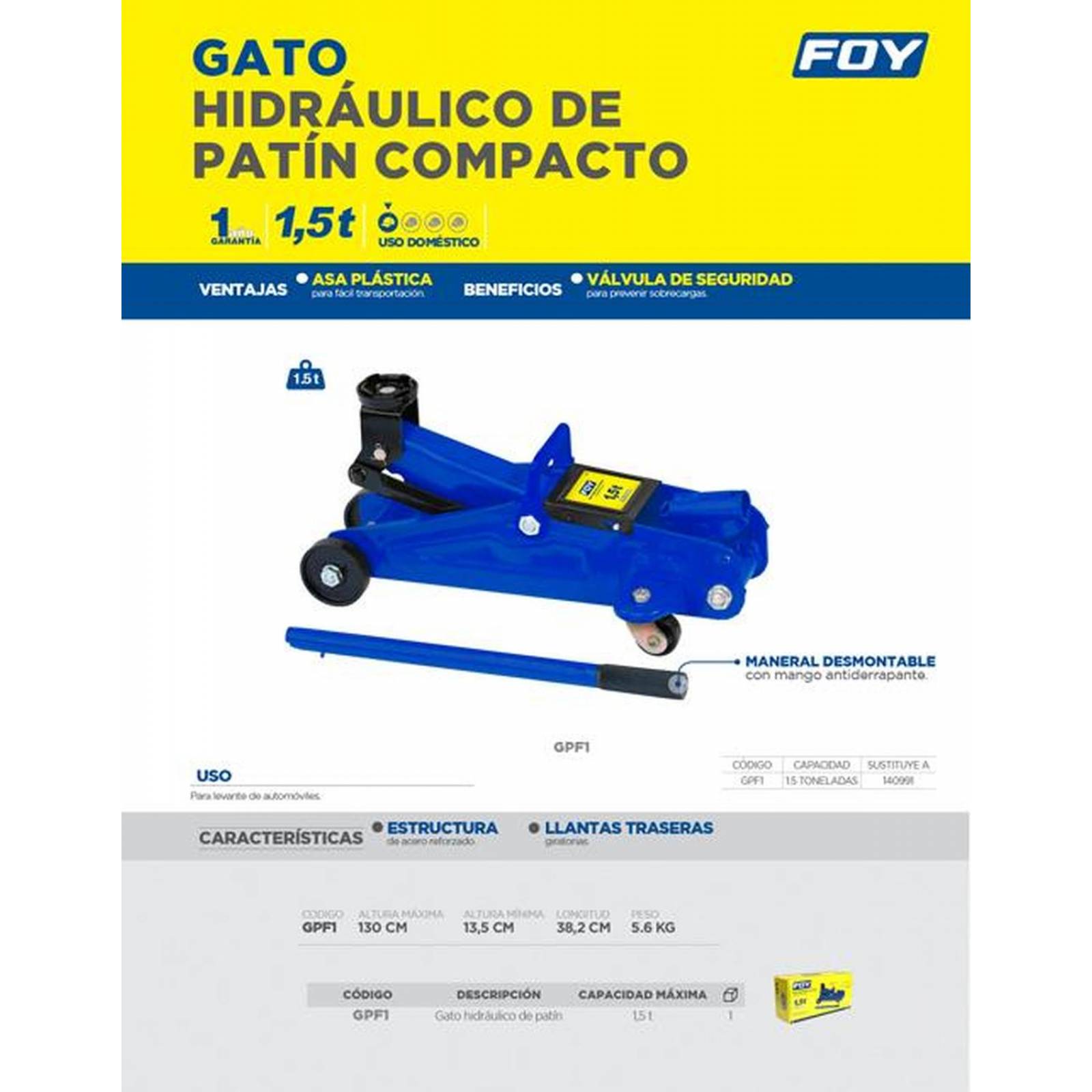 Gato patín compacto 1.5 toneladas Surtek GPF1 