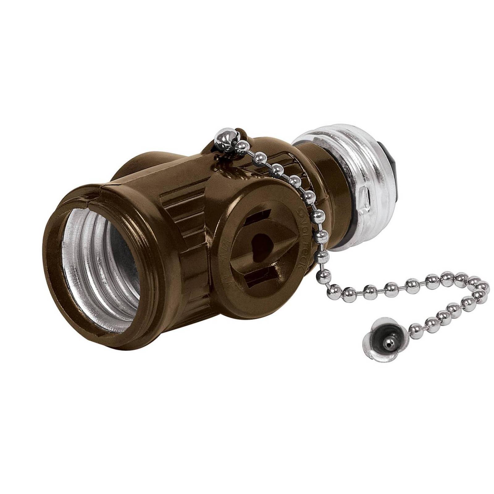 Portalámpara de baquelita, cadena y doble contacto, Volteck 46512 