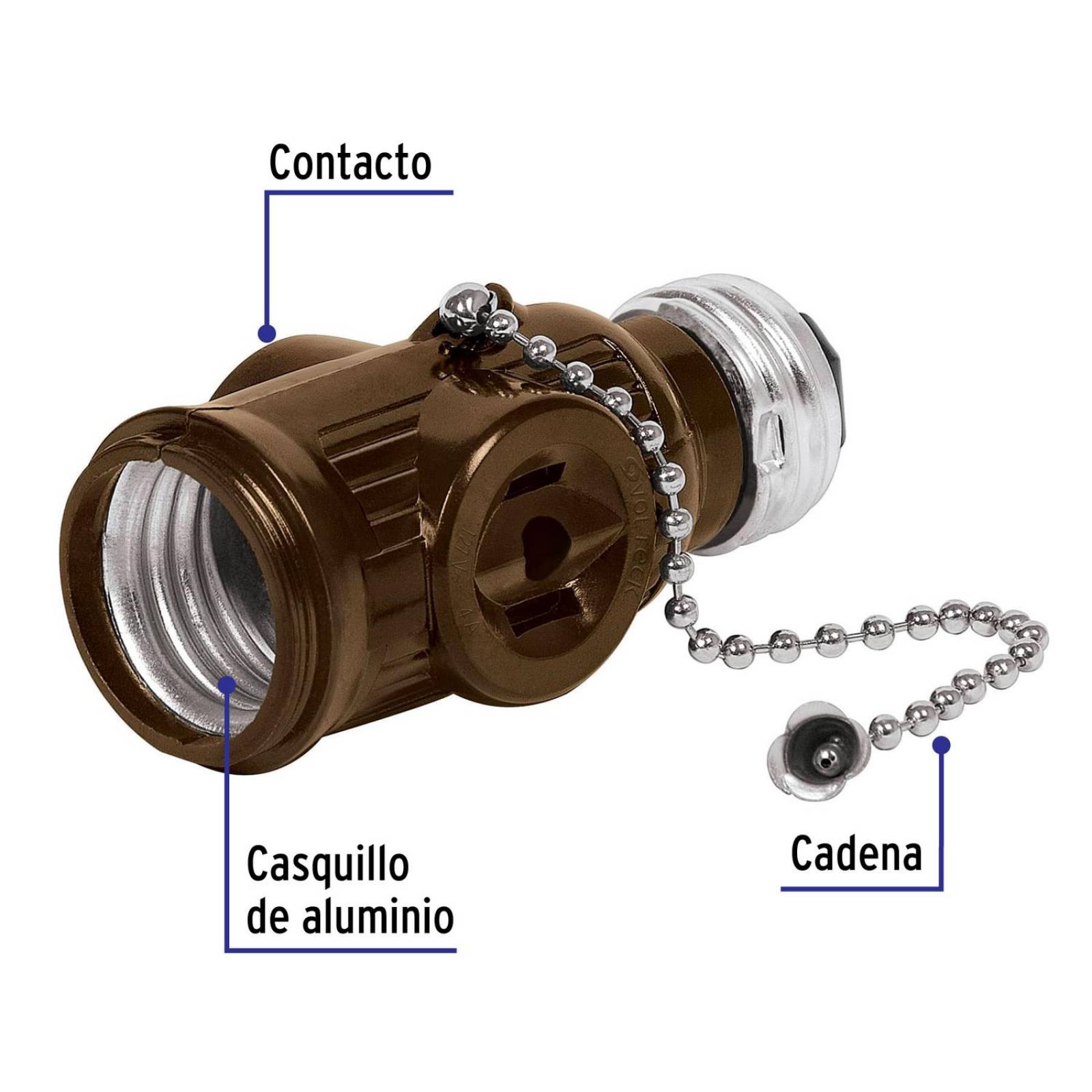 Portalámpara de baquelita, cadena y doble contacto, Volteck 46512 