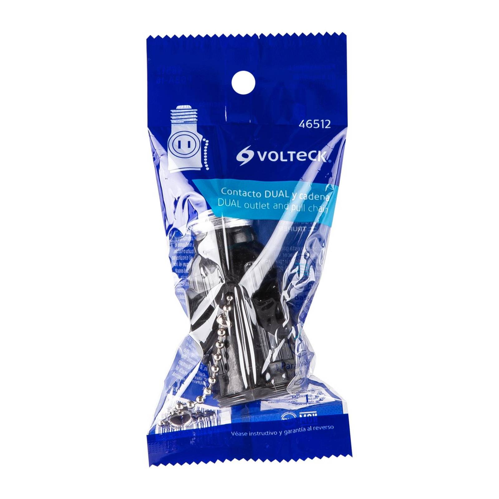 Portalámpara de baquelita, cadena y doble contacto, Volteck 46512 