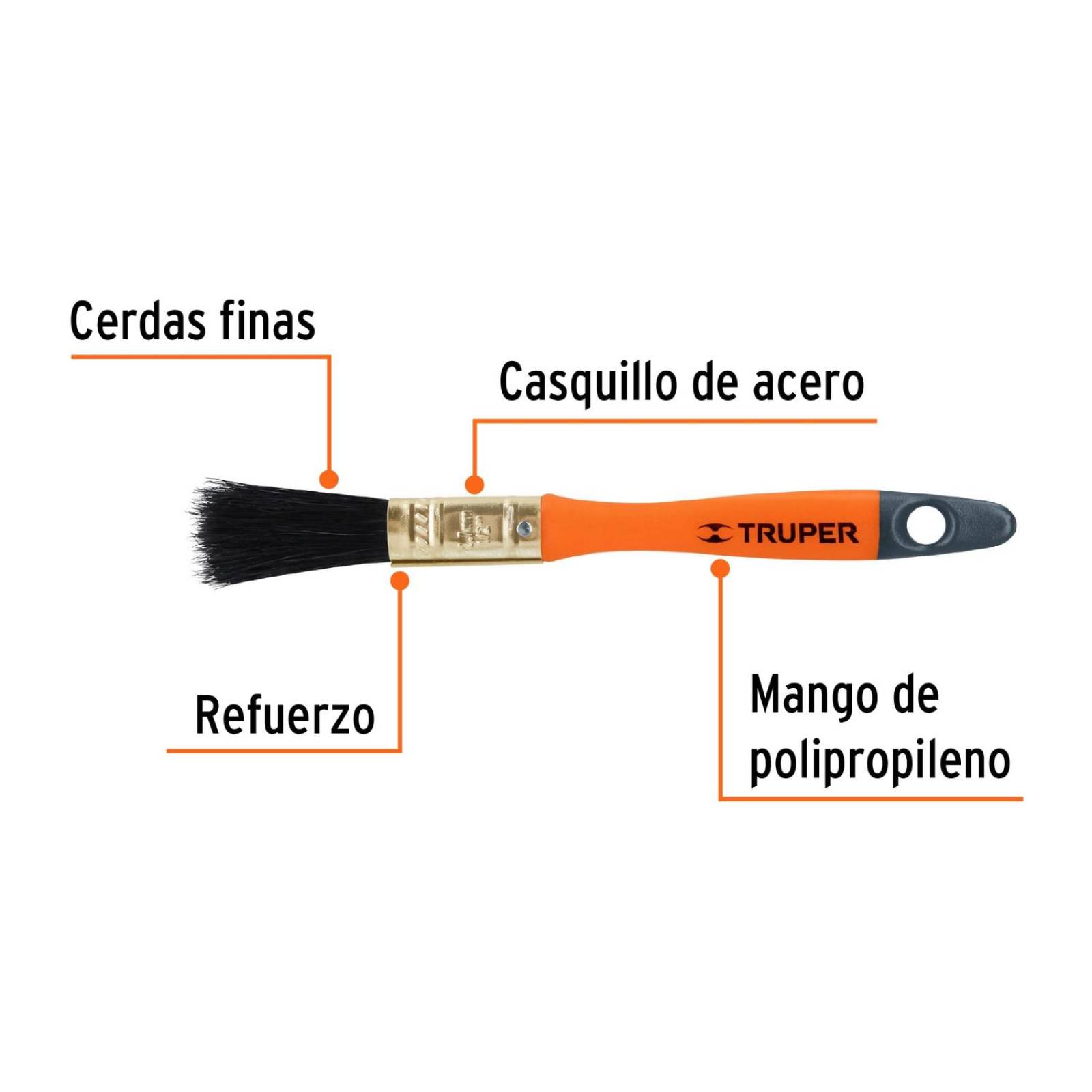 Brocha profesional de 1/2' con mango de plástico, Truper 14480 