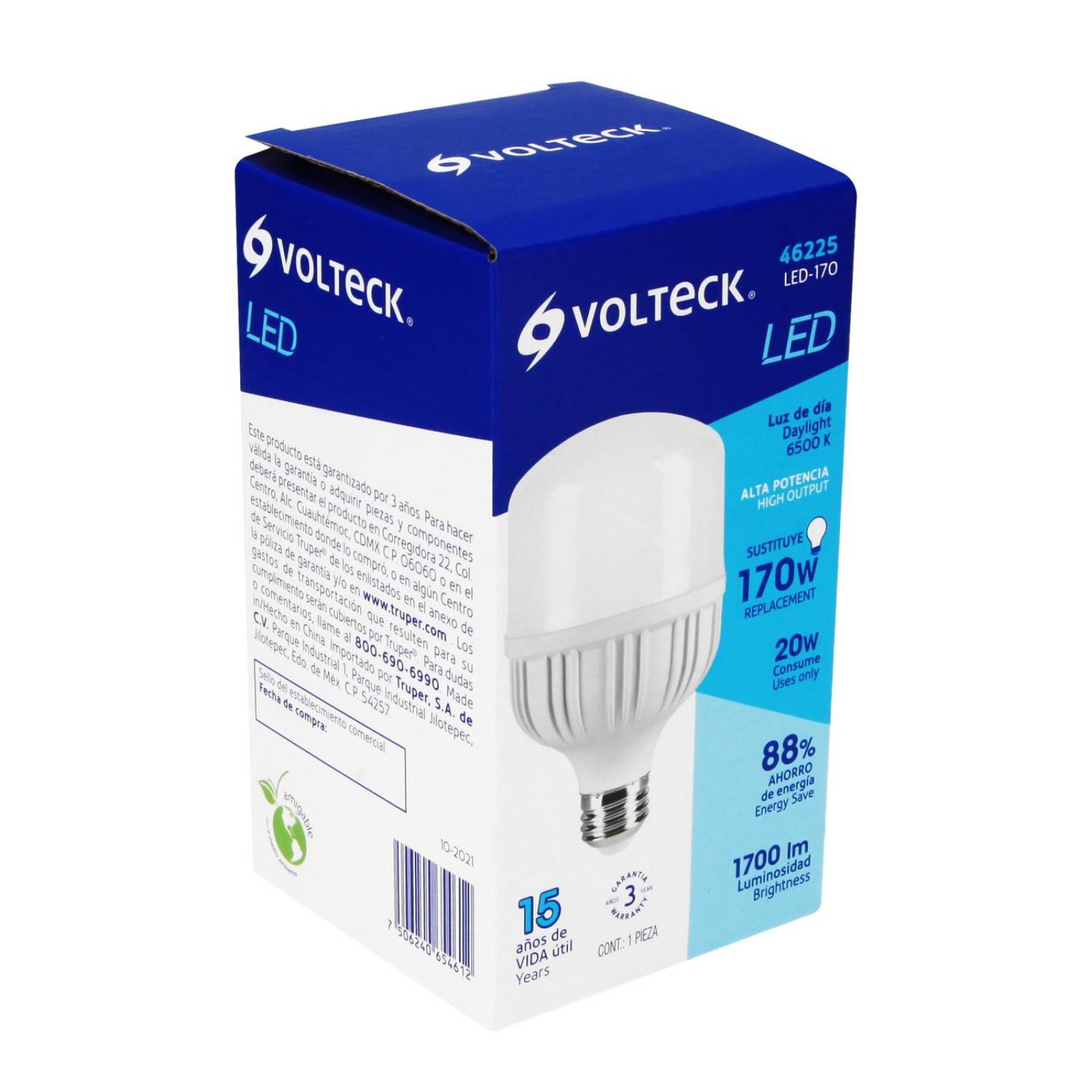 Lámpara LED alta potencia 20 W (equiv. 170 W), luz de día, Volteck 46225 