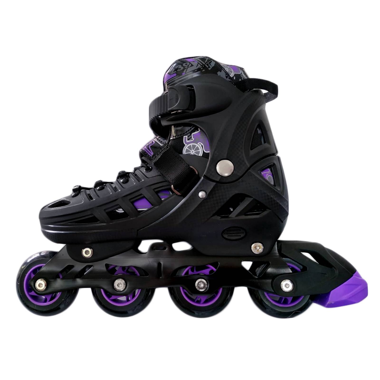 Patines Fitness En Linea Uso Urbano Ajustables Negro y Morado