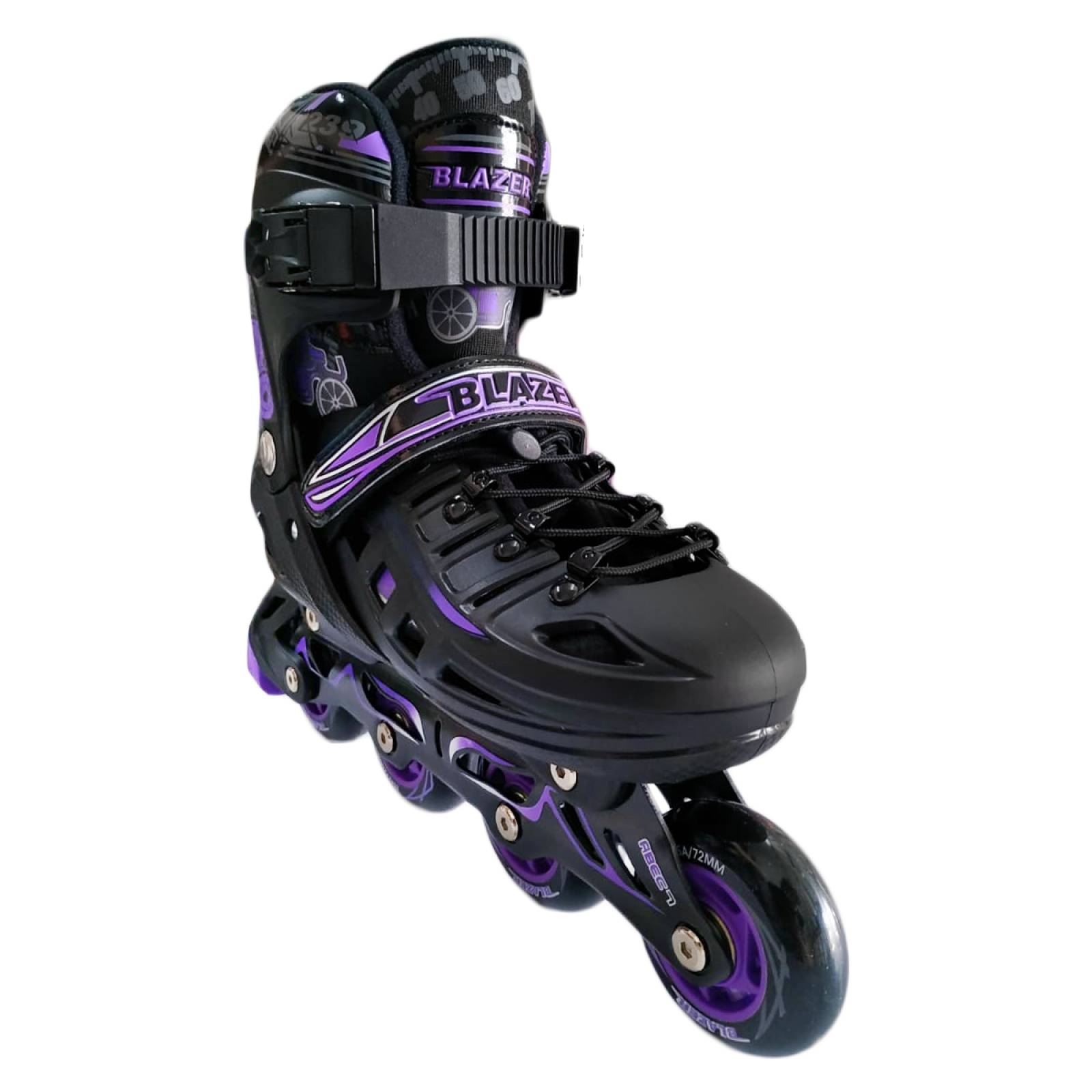 Patines Fitness En Linea Uso Urbano Ajustables Negro y Morado