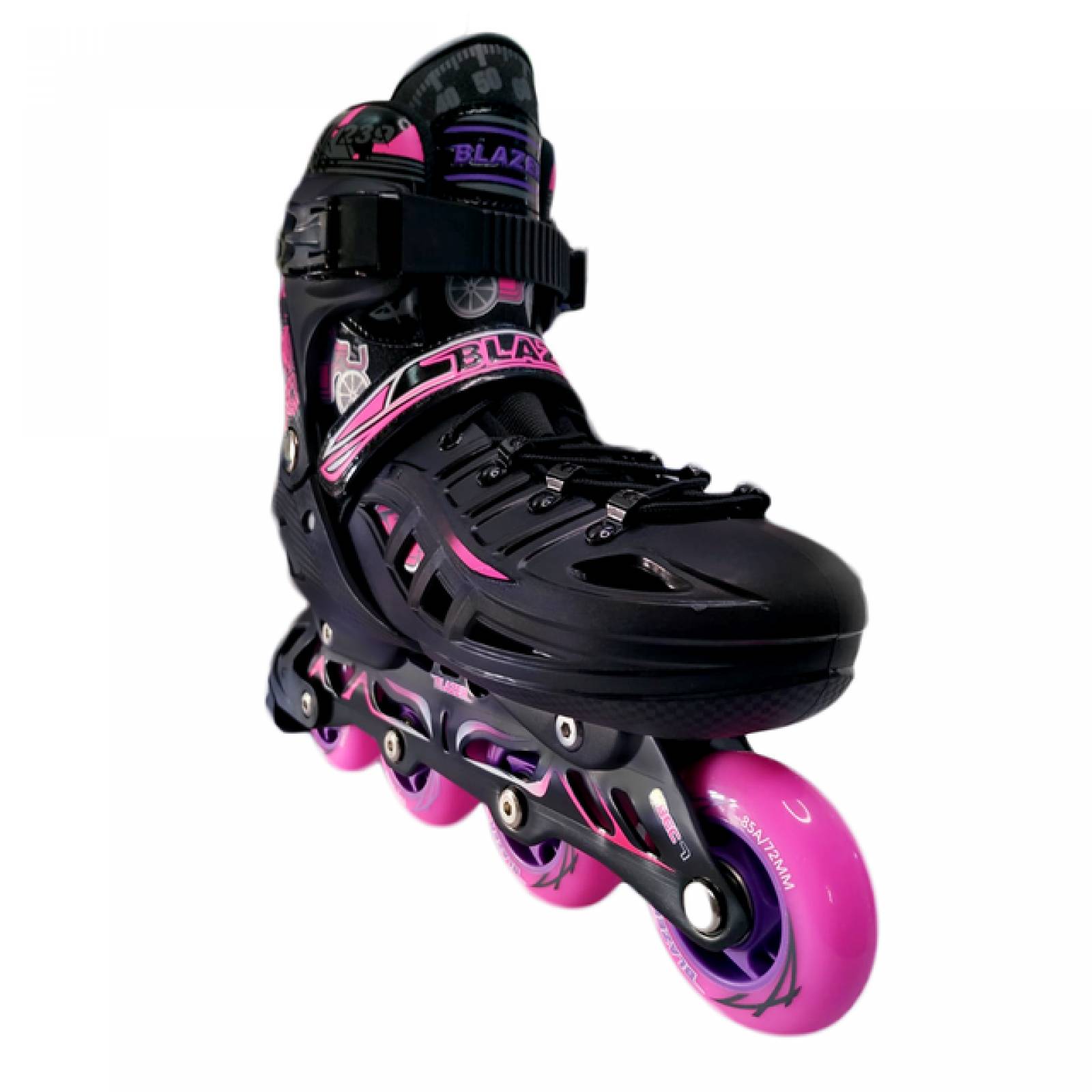 Patines Fitness En Linea Uso Urbano Ajustables Negro y Rosa