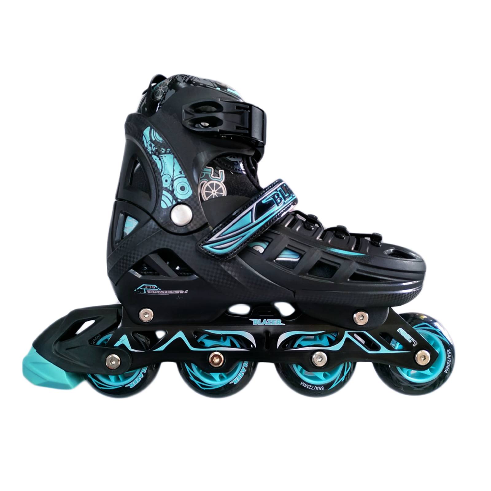 Patines En Linea Fitness Uso Urbano Ajustables Negro y Azul