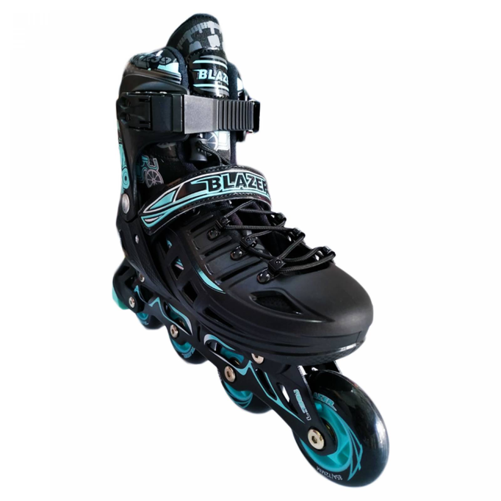 Patines En Linea Fitness Uso Urbano Ajustables Negro y Azul