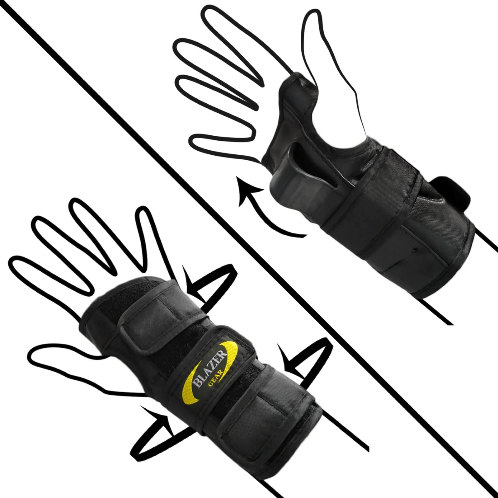 Kit de Protecciones Casco Negro Skate y Coderas Rodilleras Muñequeras Negro