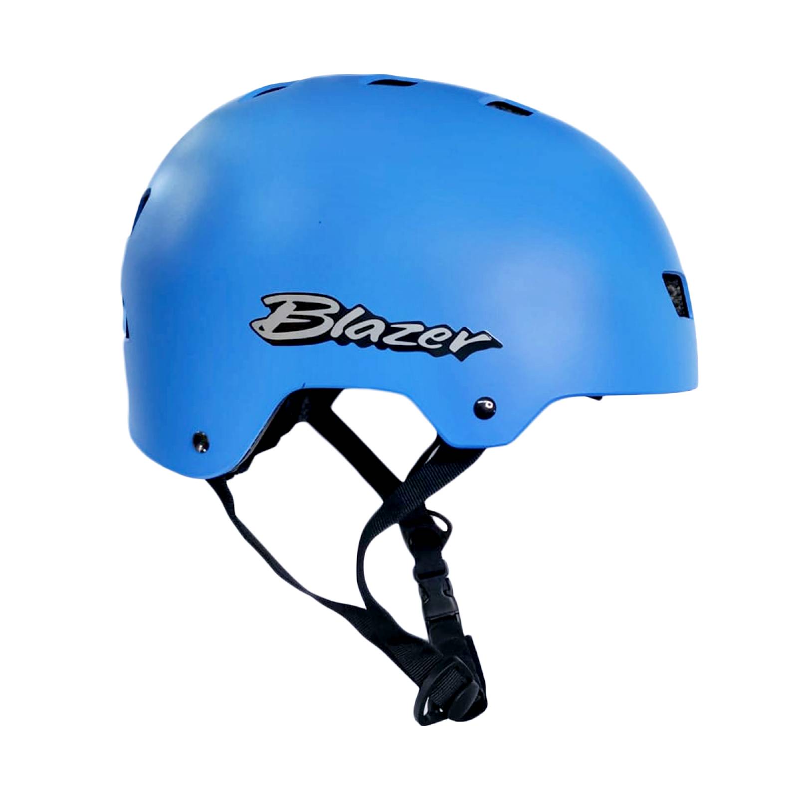 Kit de Protecciones Casco Azul Cielo y Coderas Rodilleras Muñequeras Negro