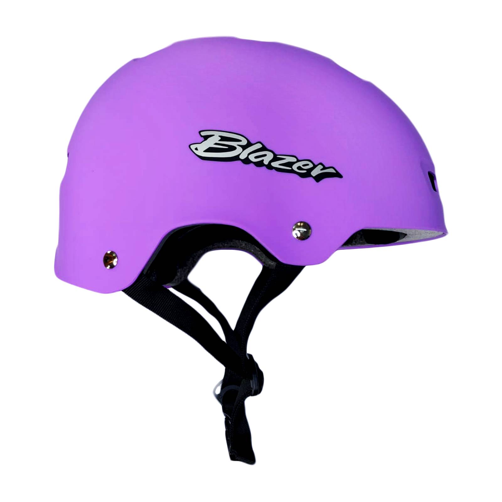 Kit de Protecciones Casco Morado Mate y Coderas Rodilleras Muñequeras Negro