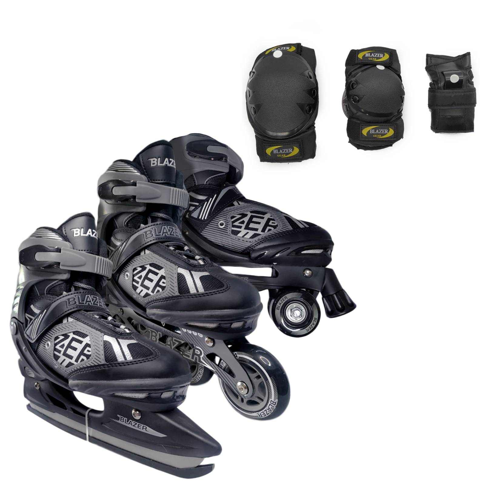 Patines 3 En 1 Ajustables roller Línea Hielo y Protecciones