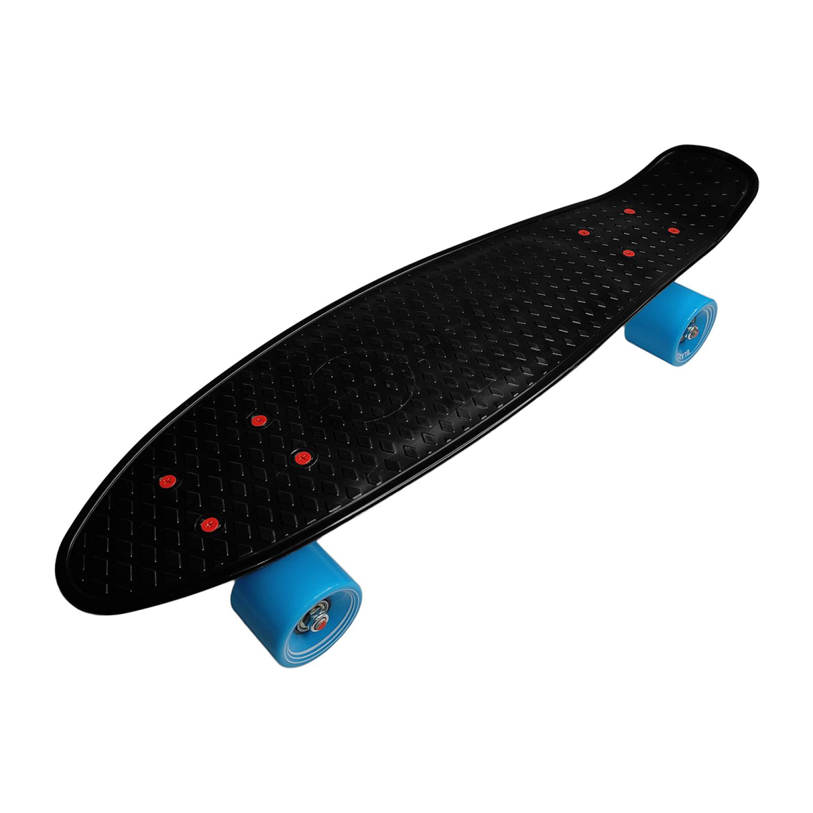 Patineta Pennyboard Cruiser Negra con Trucks Rojos y Protecciones