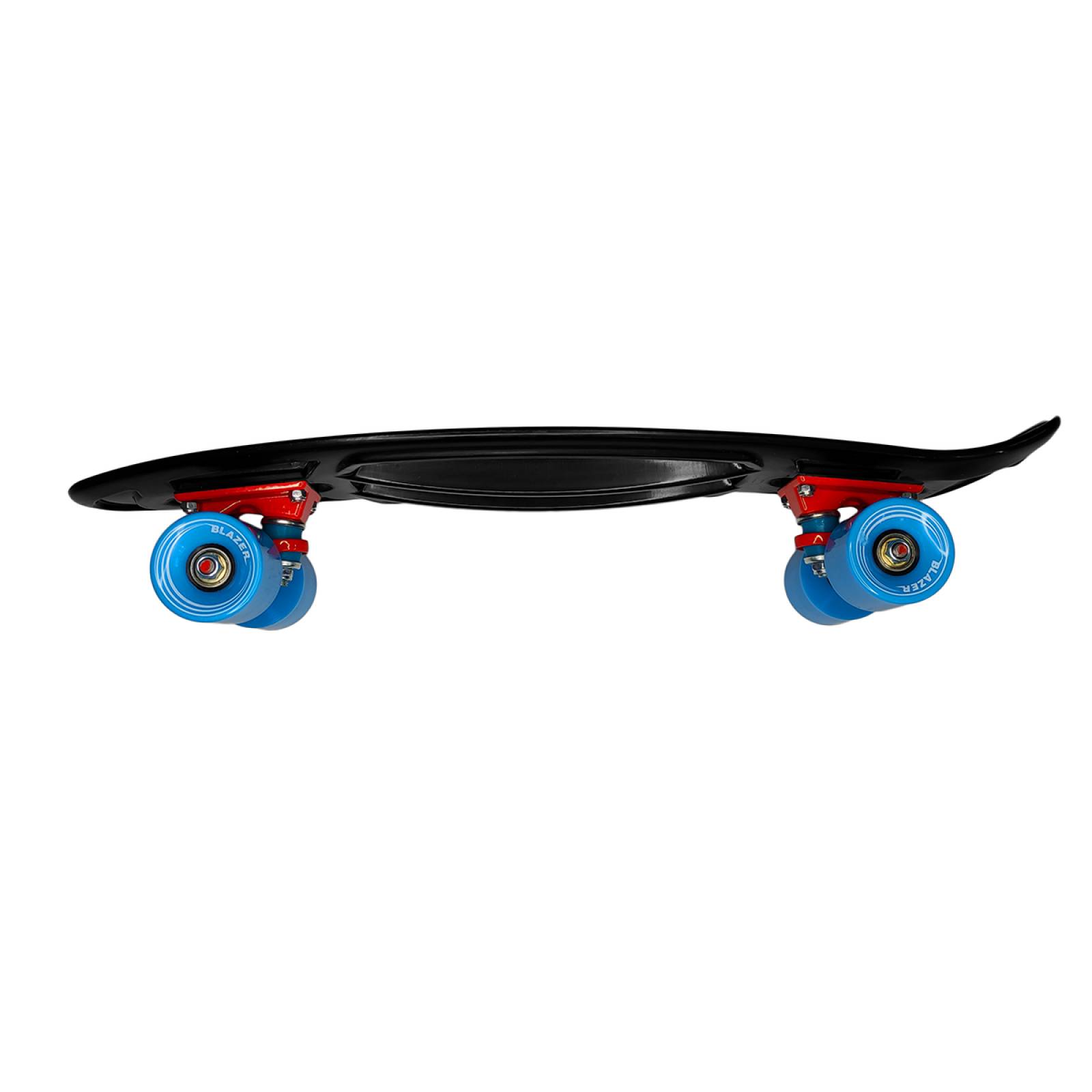Patineta Pennyboard Cruiser Negra con Trucks Rojos y Protecciones