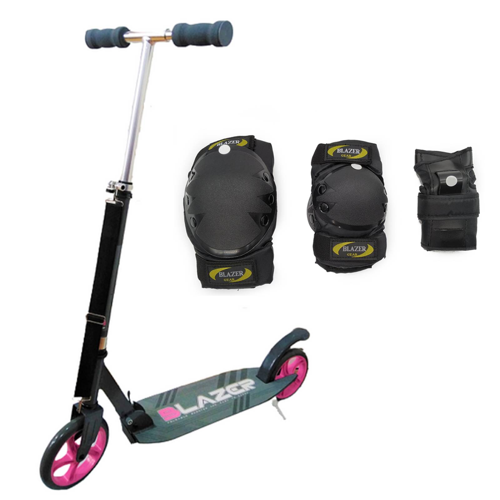 Scooter Rosa Semiprofesional Plegable Aluminio + Protecciones