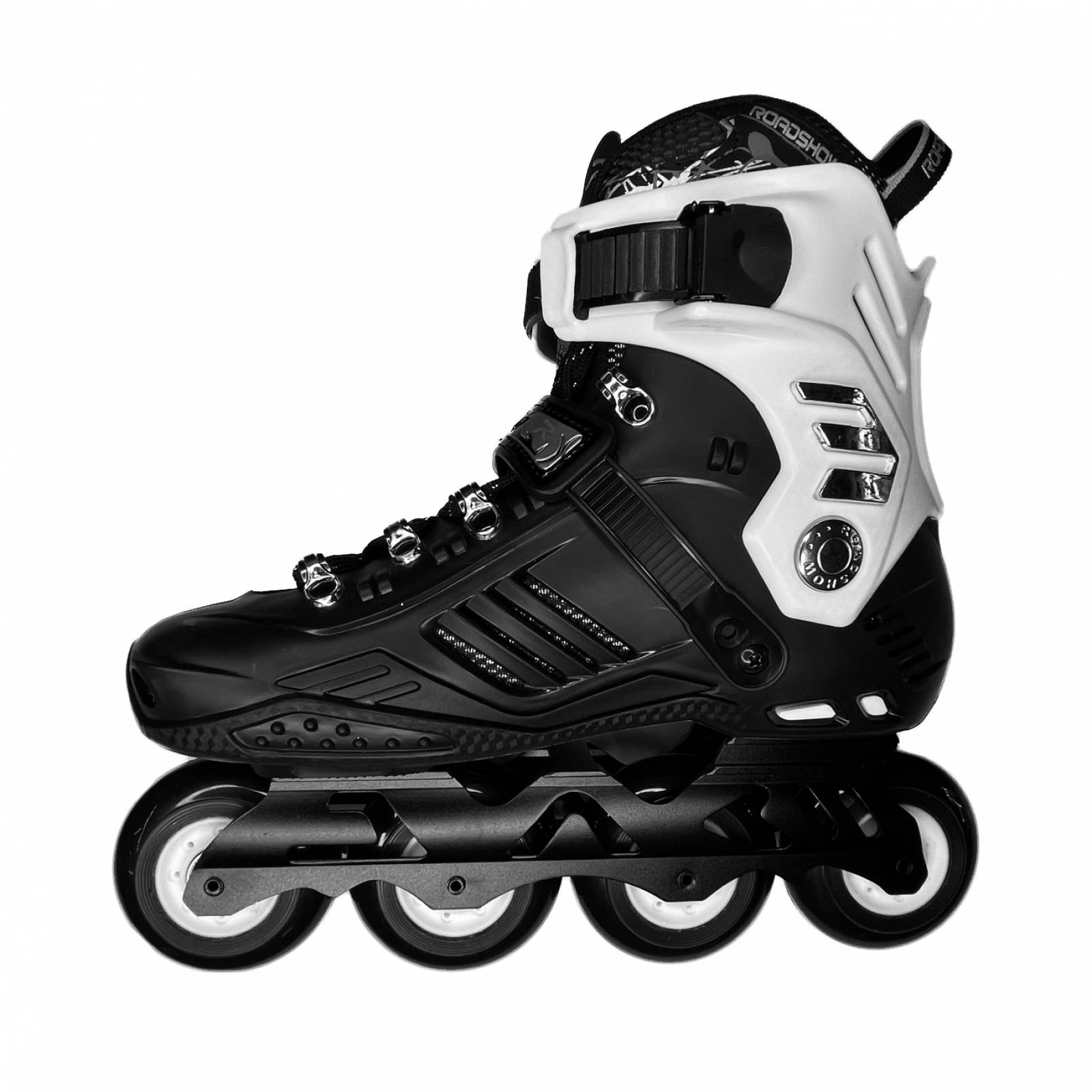 Patines Freeskate Negro con Blanco Profesionales para Slalom con Mochila