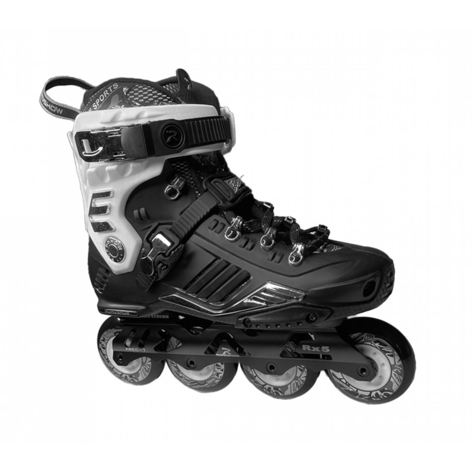 Patines Freeskate Negro con Blanco Profesionales para Slalom con Mochila