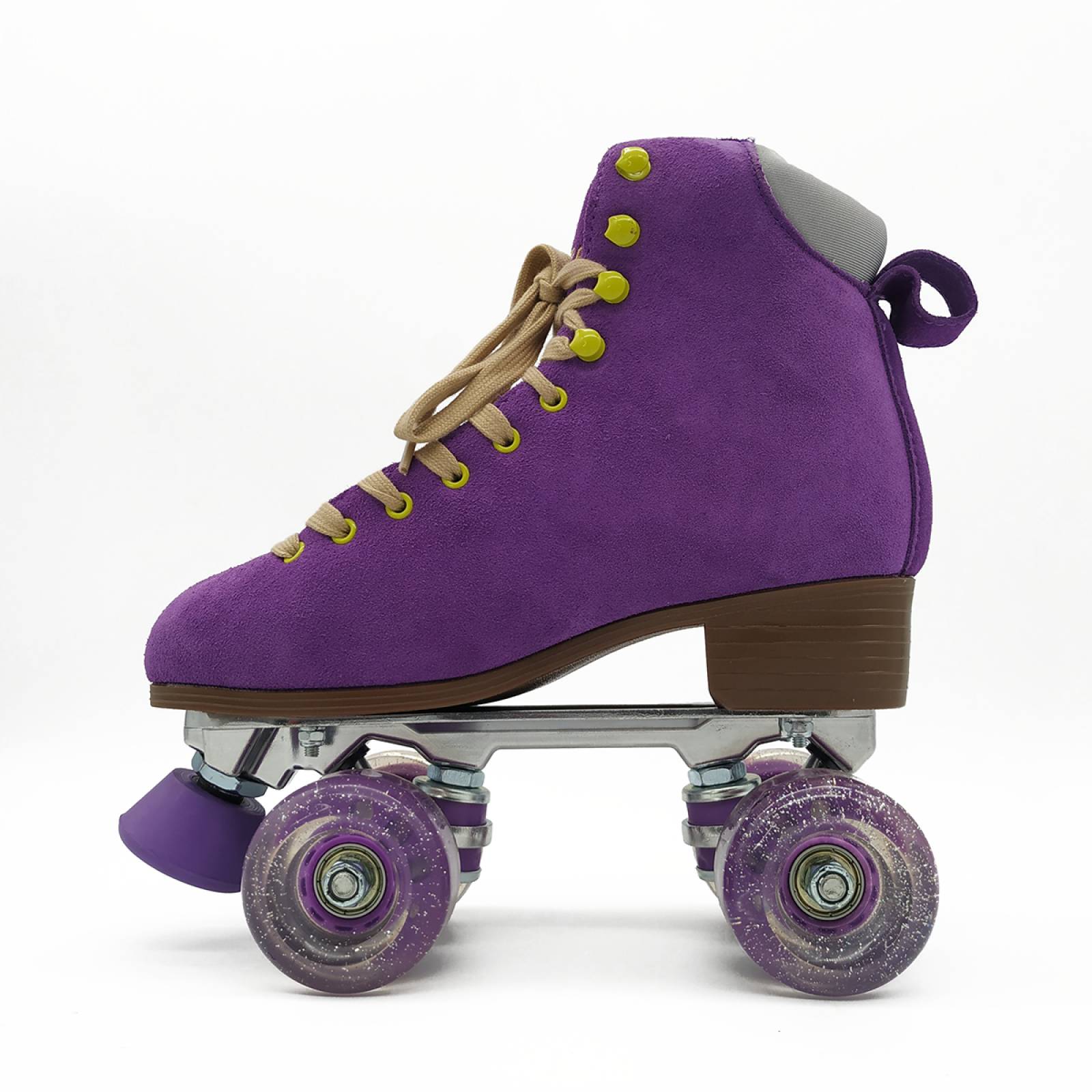 Patines Clásicos de Gamuza Morado Riel de Aluminio con Mochila