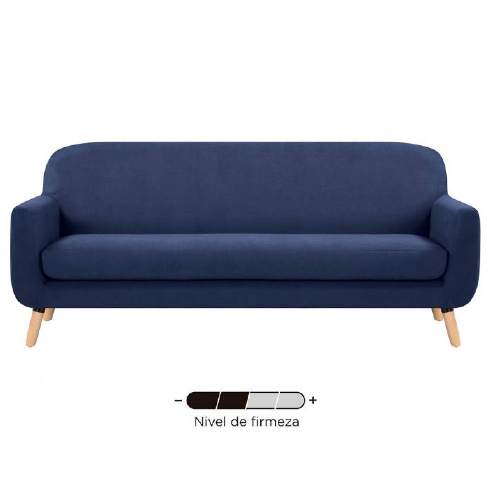 Sofá Jitotol 3 cuerpos pata encino - Azul