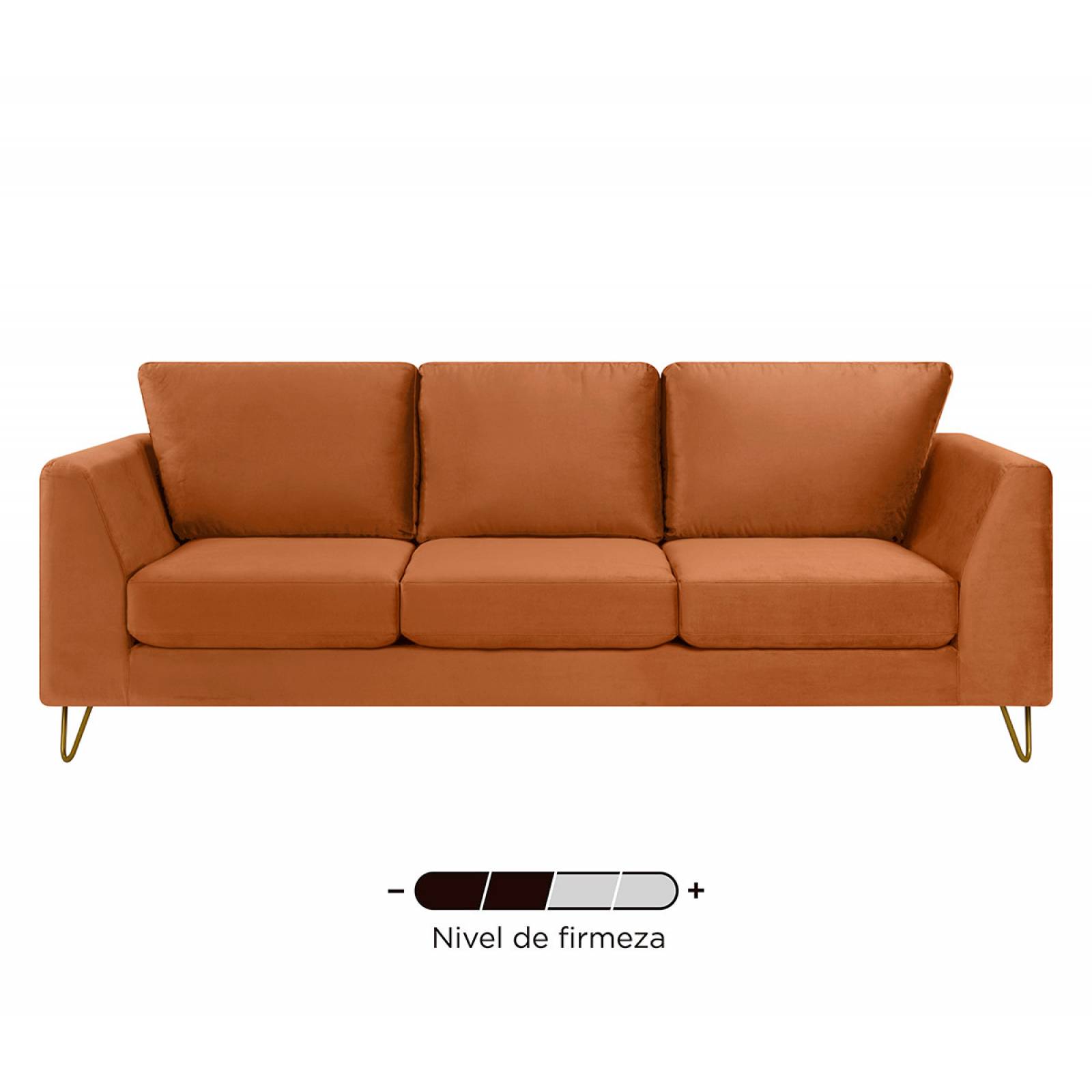 Sofá 3 cuerpos Yoco terciopelo Naranja
