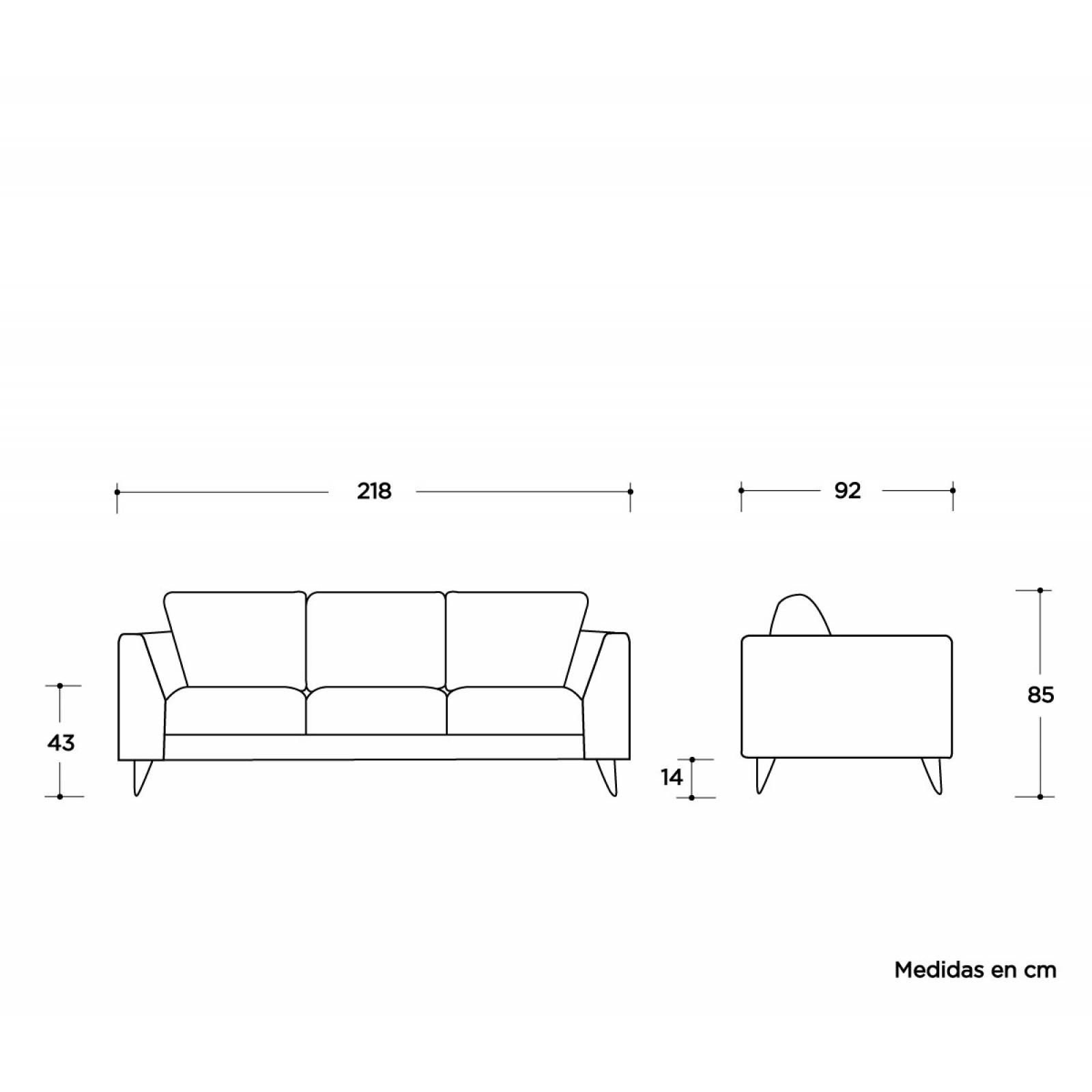 Sofá 3 cuerpos Yoco terciopelo Naranja