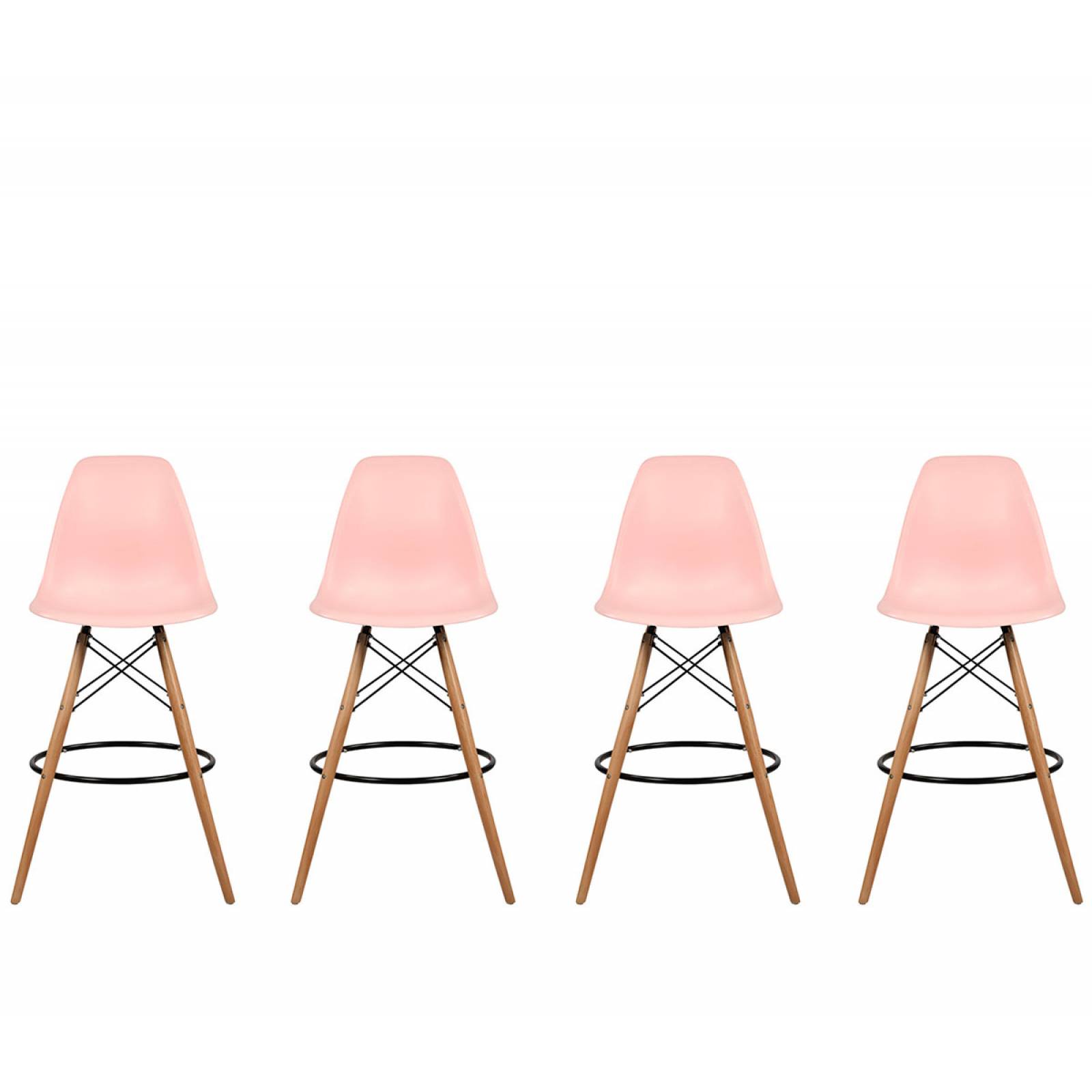 Set de 4 Bancos altos réplica Eames 70 cm Rosa