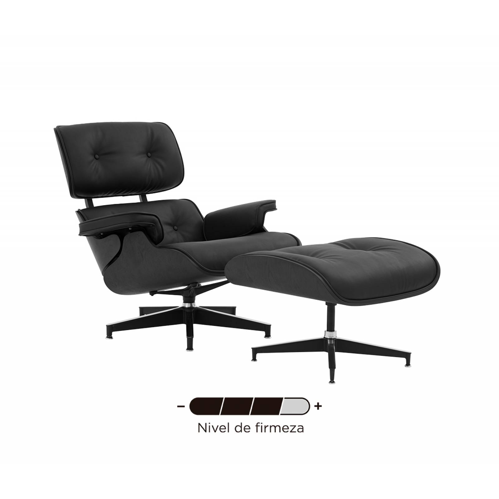 Silla réplica Eames Lounge Ottoman negro   Negro