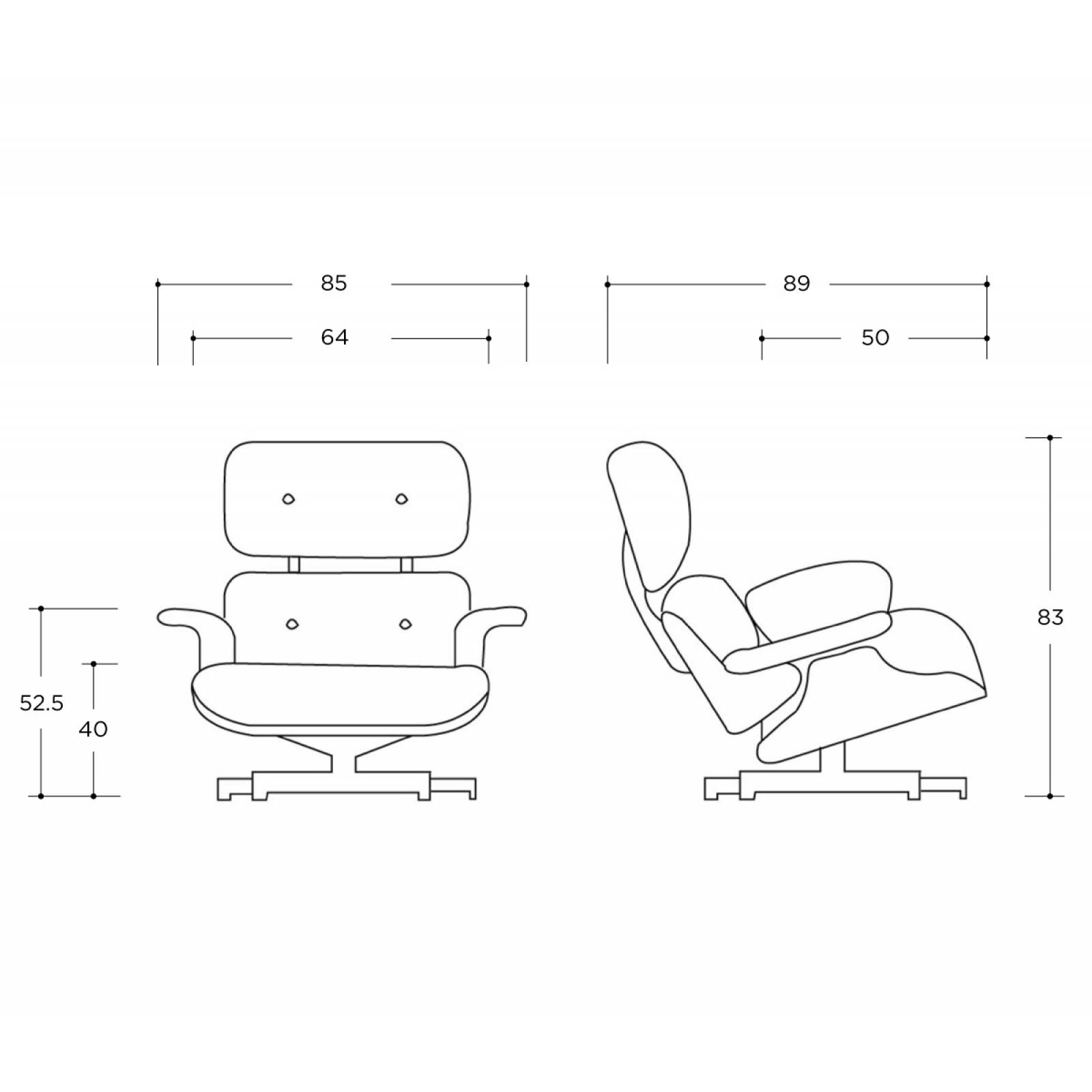 Silla réplica Eames Lounge Ottoman negro   Negro