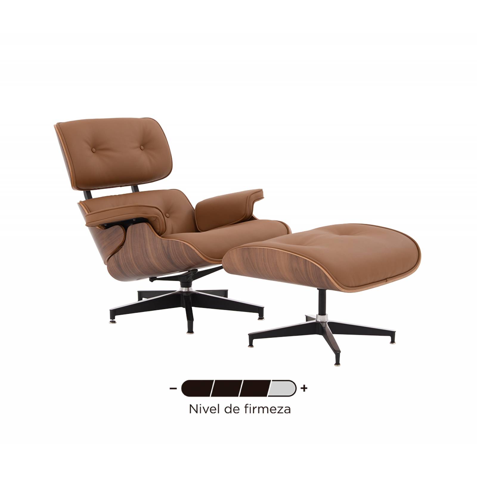 Silla replica Eames Lounge Ottoman Nogal con café