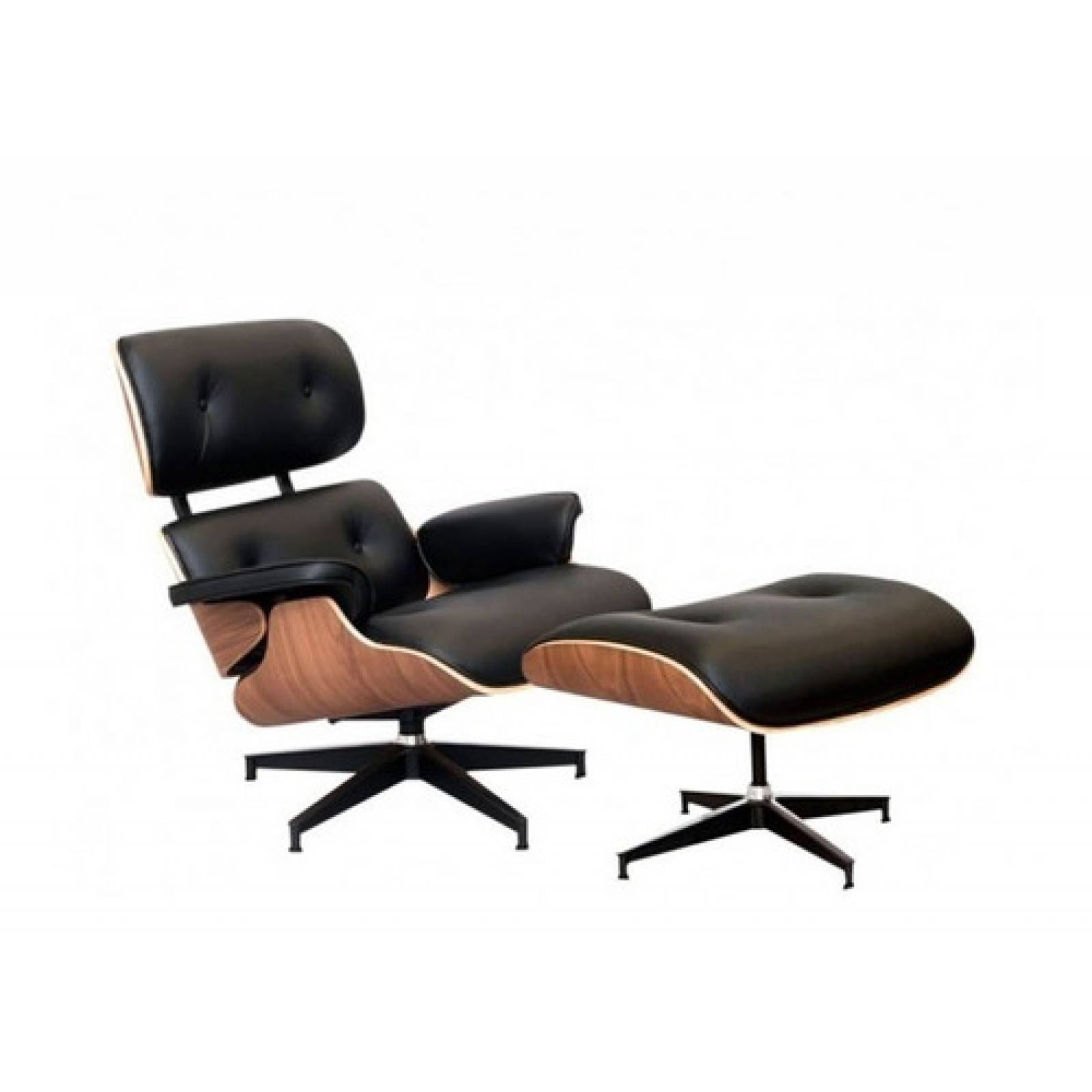 Sillon Gaia Eames Lounge Ottoman Elegante Retro Café Y Negro