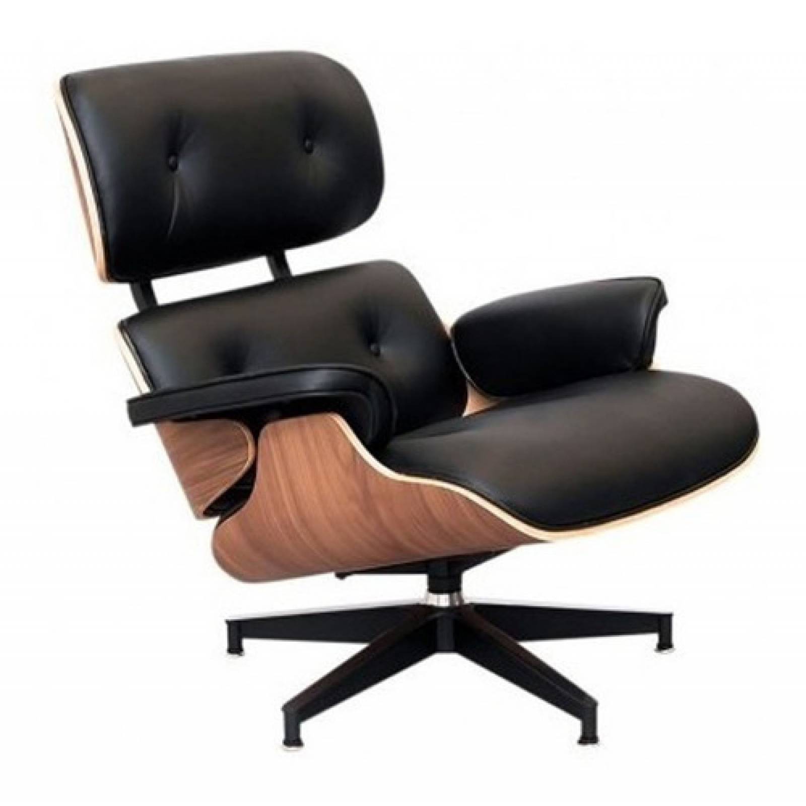 Sillon Gaia Eames Lounge Ottoman Elegante Retro Café Y Negro