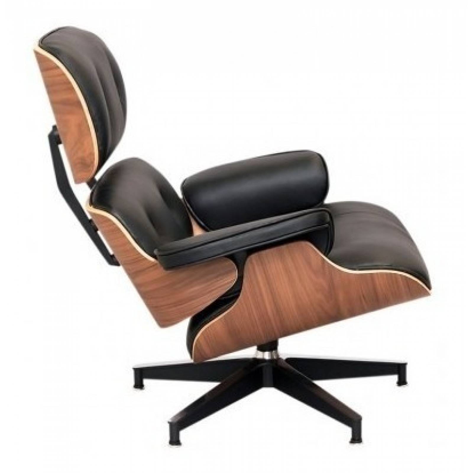 Sillon Gaia Eames Lounge Ottoman Elegante Retro Café Y Negro